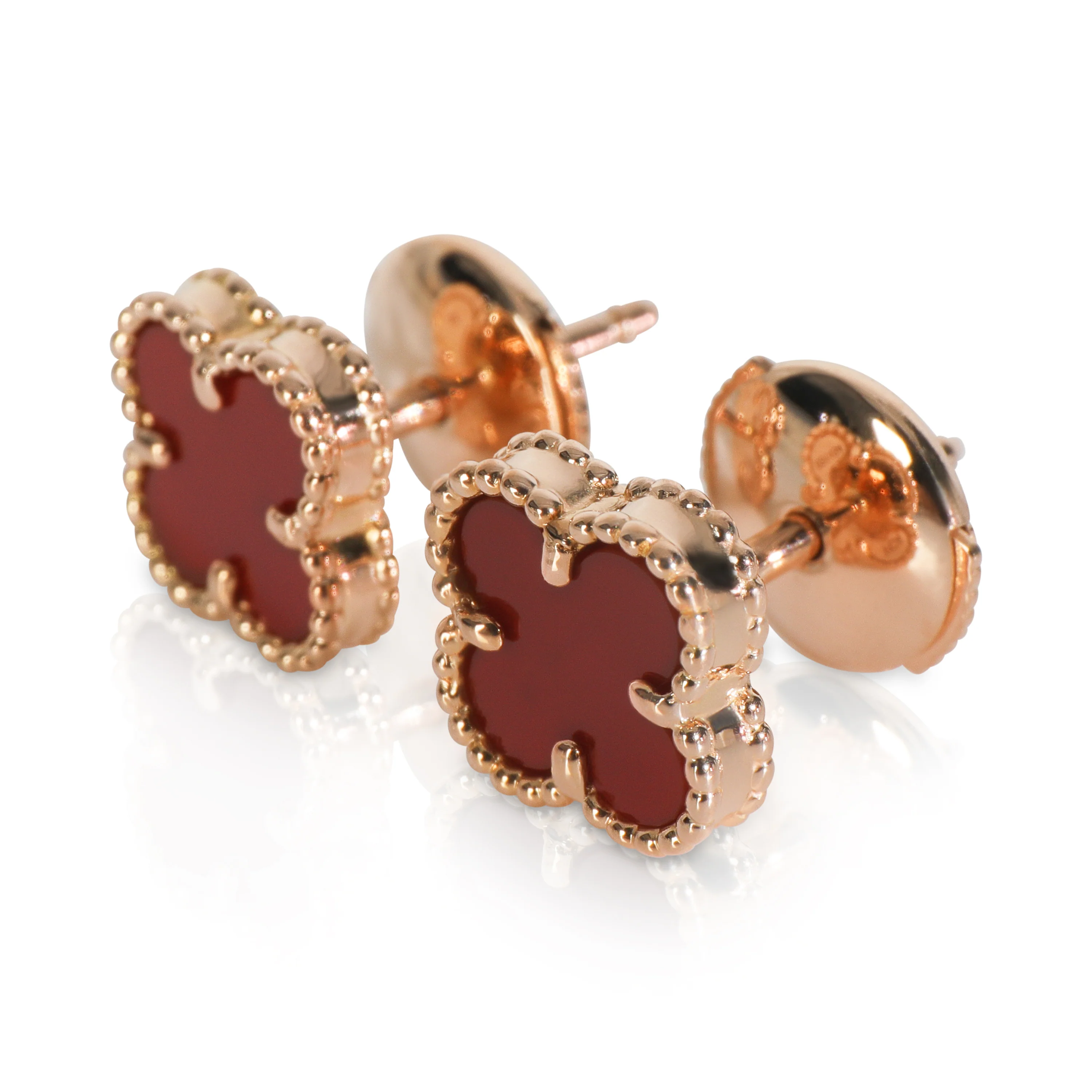 Rose Gold Carnelian Sweet Alhambra Earrings - Image 2