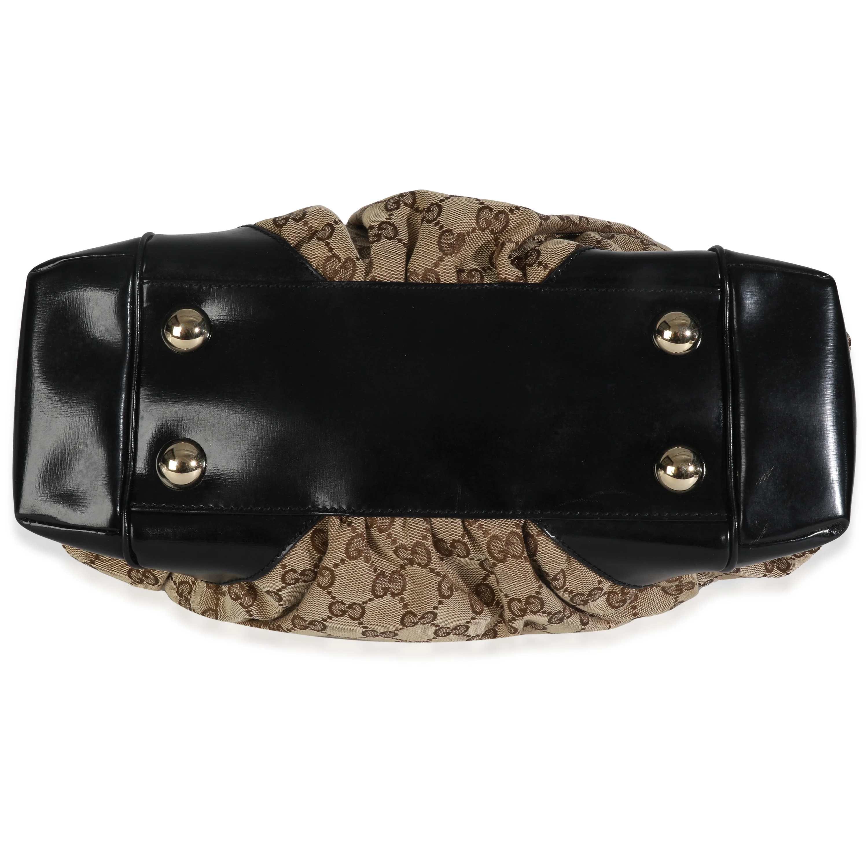 Black Leather Beige GG Canvas Tote - Image 3