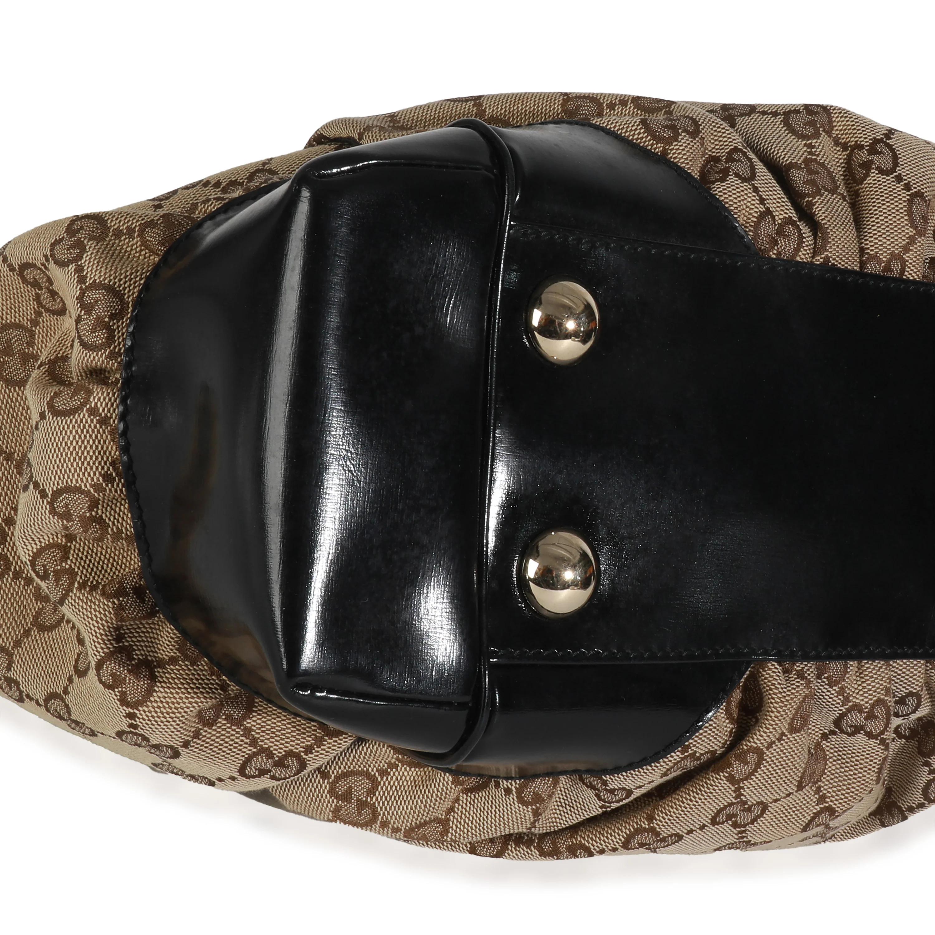 Black Leather Beige GG Canvas Tote - Image 4