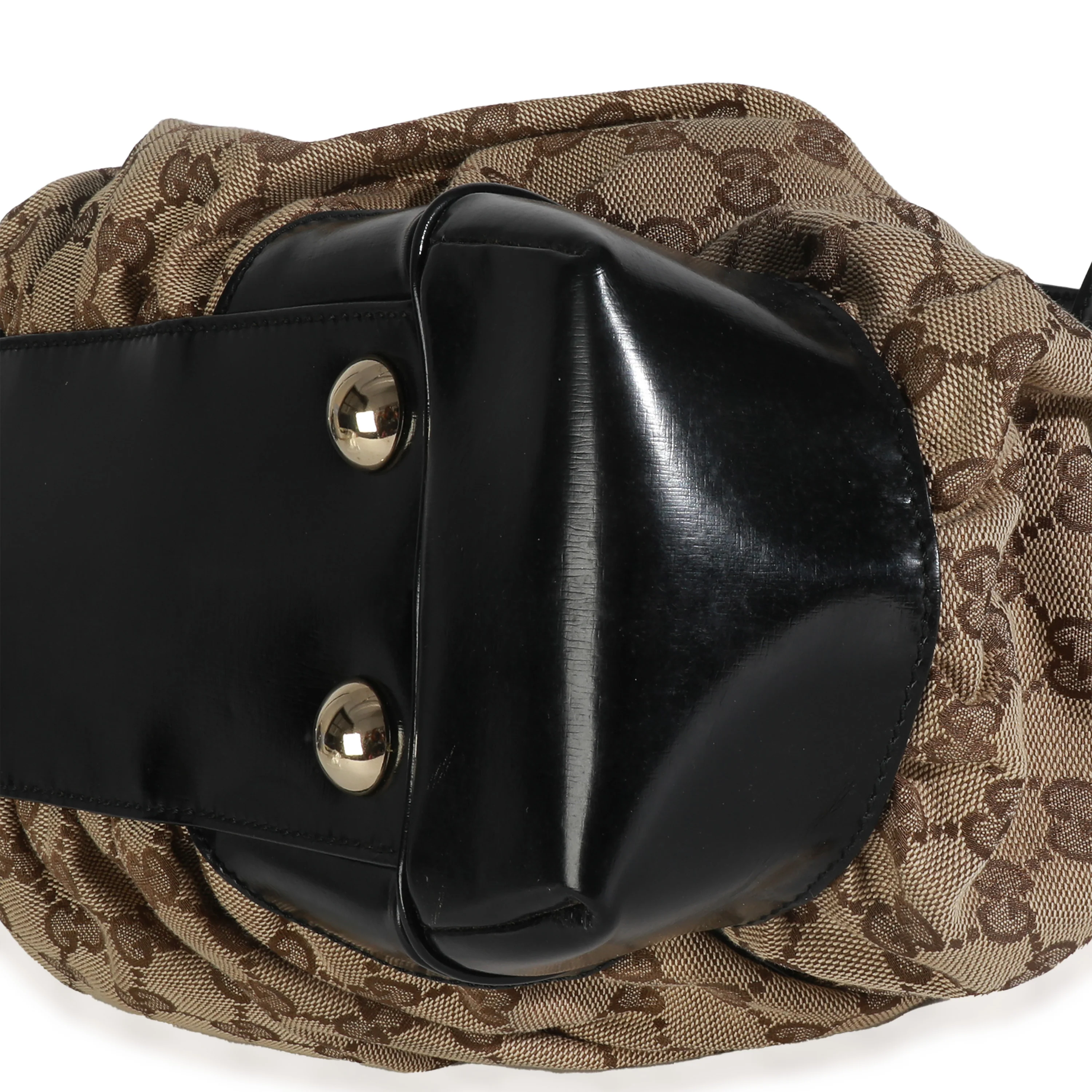 Black Leather Beige GG Canvas Tote - Image 5