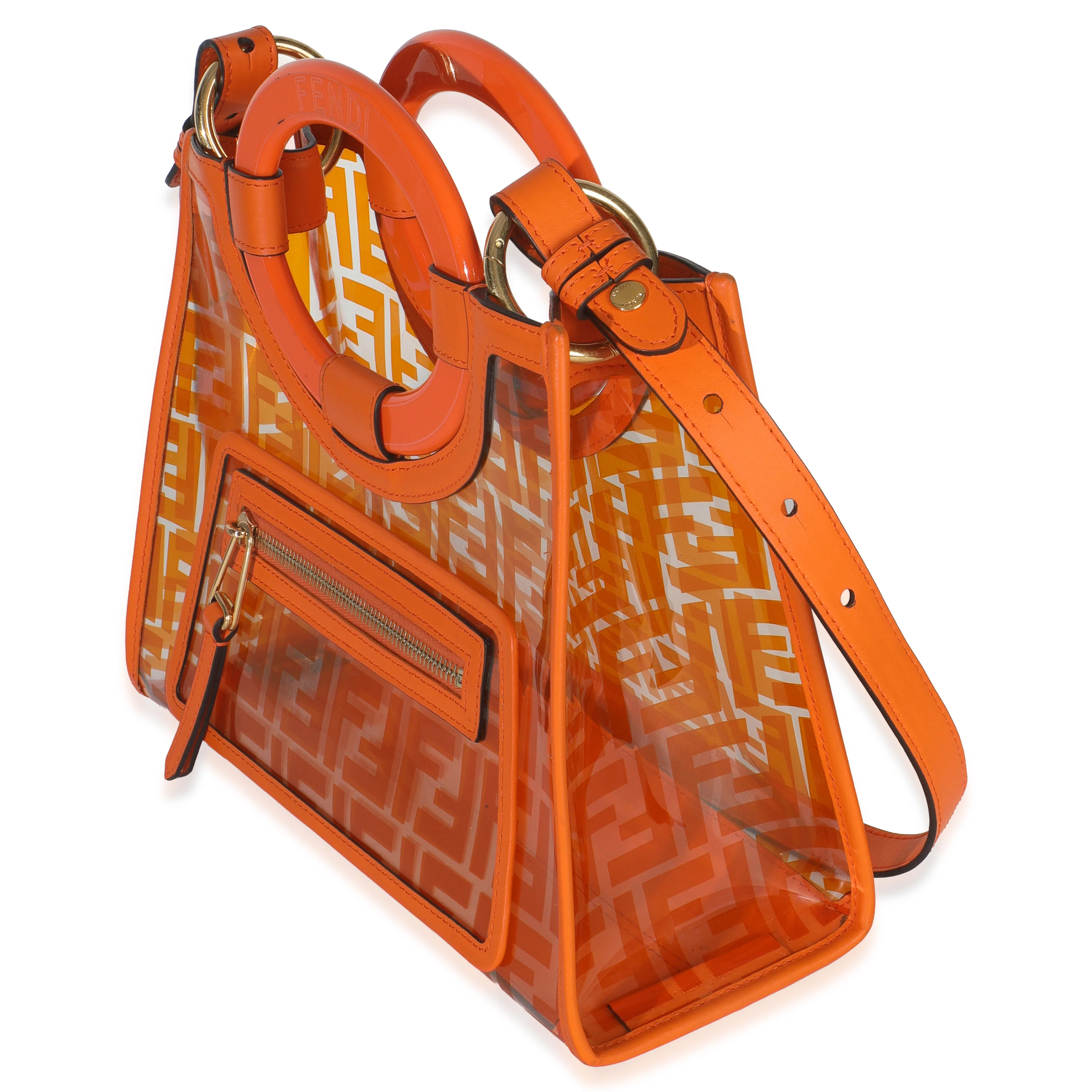 Orange TPU FF Vitello Century Plexiglass Small Runaway Shopper Tote - Image 2