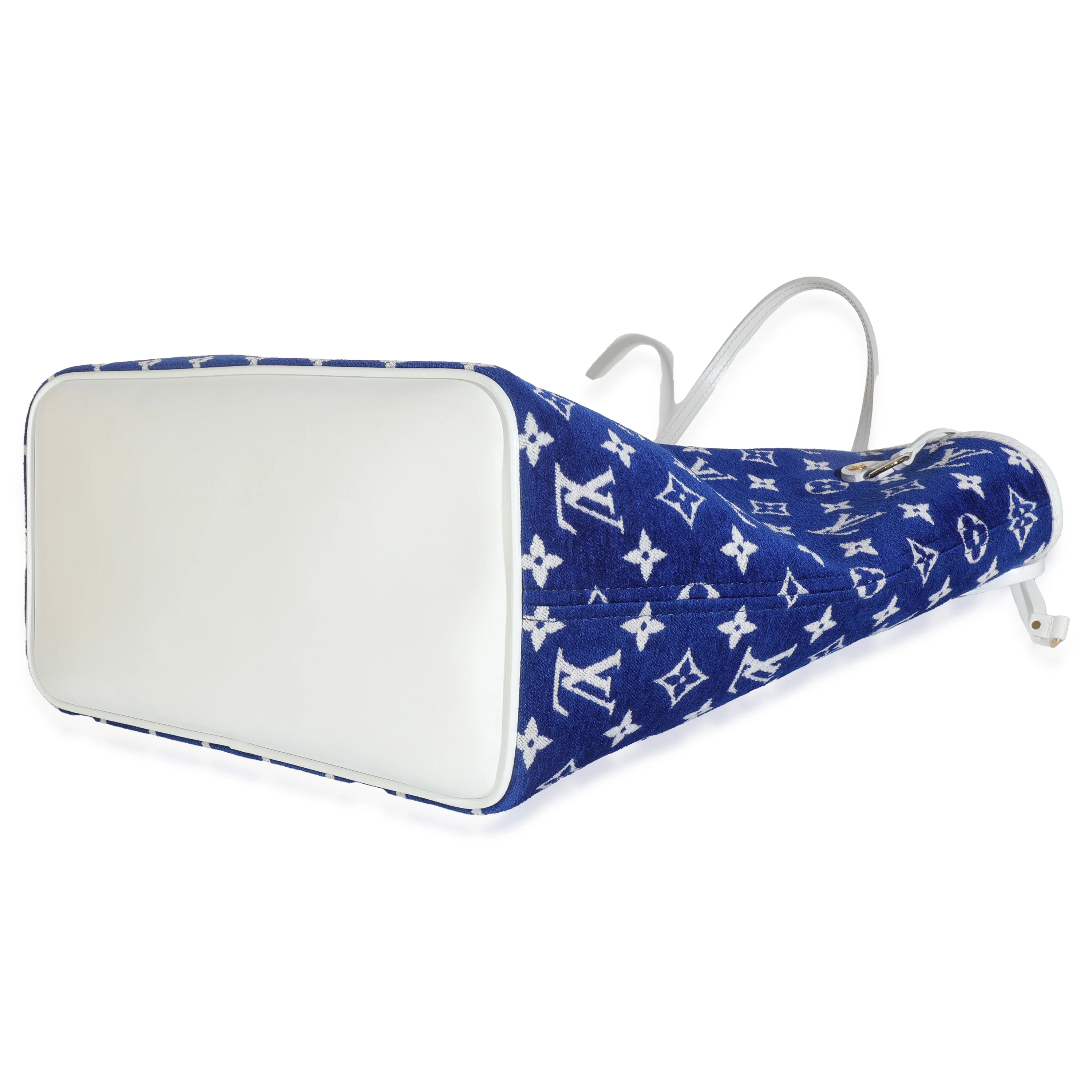 Blue White Jacquard Velvet Monogram LV Match Neverfull MM - Image 4
