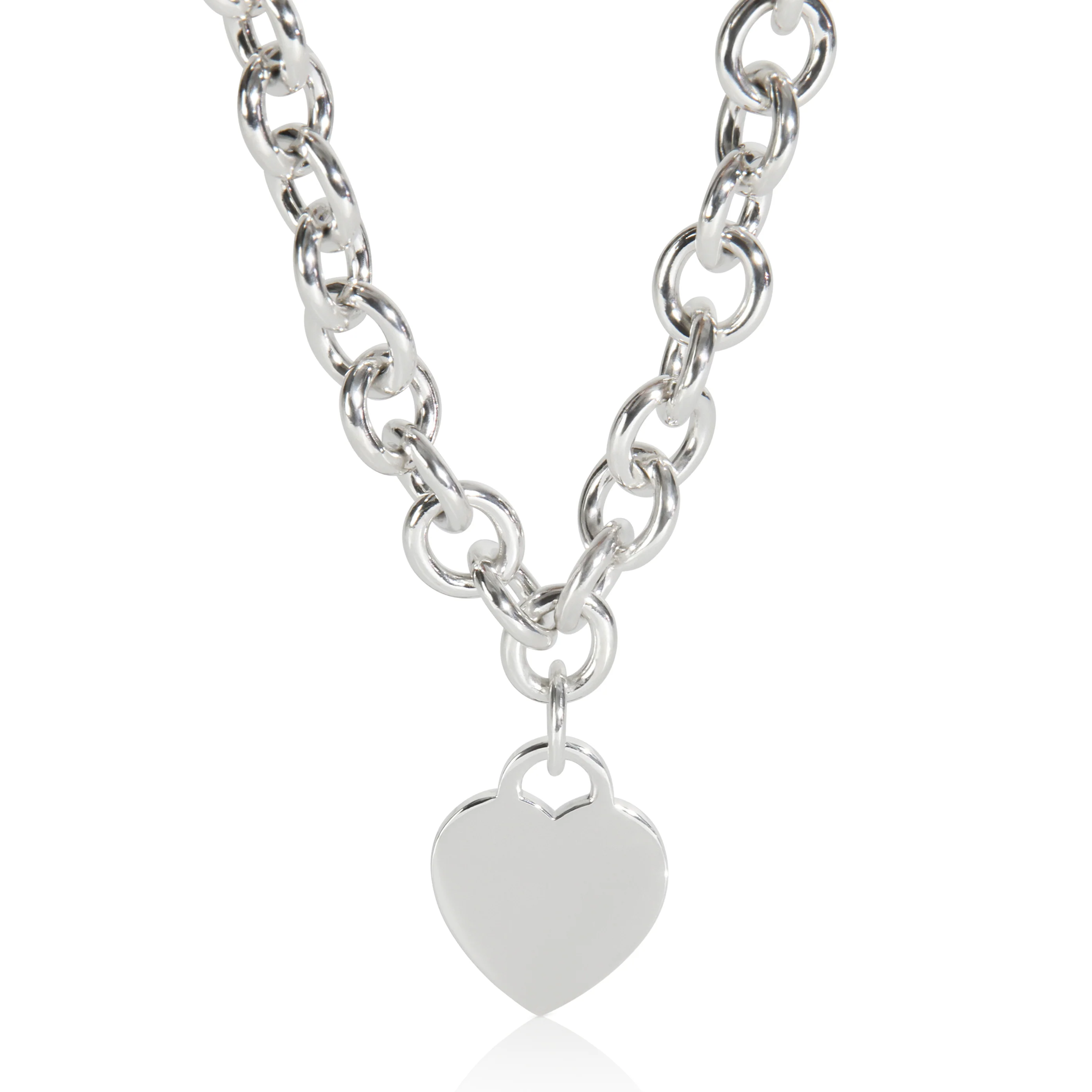 Sterling Silver Heart Tag Necklace