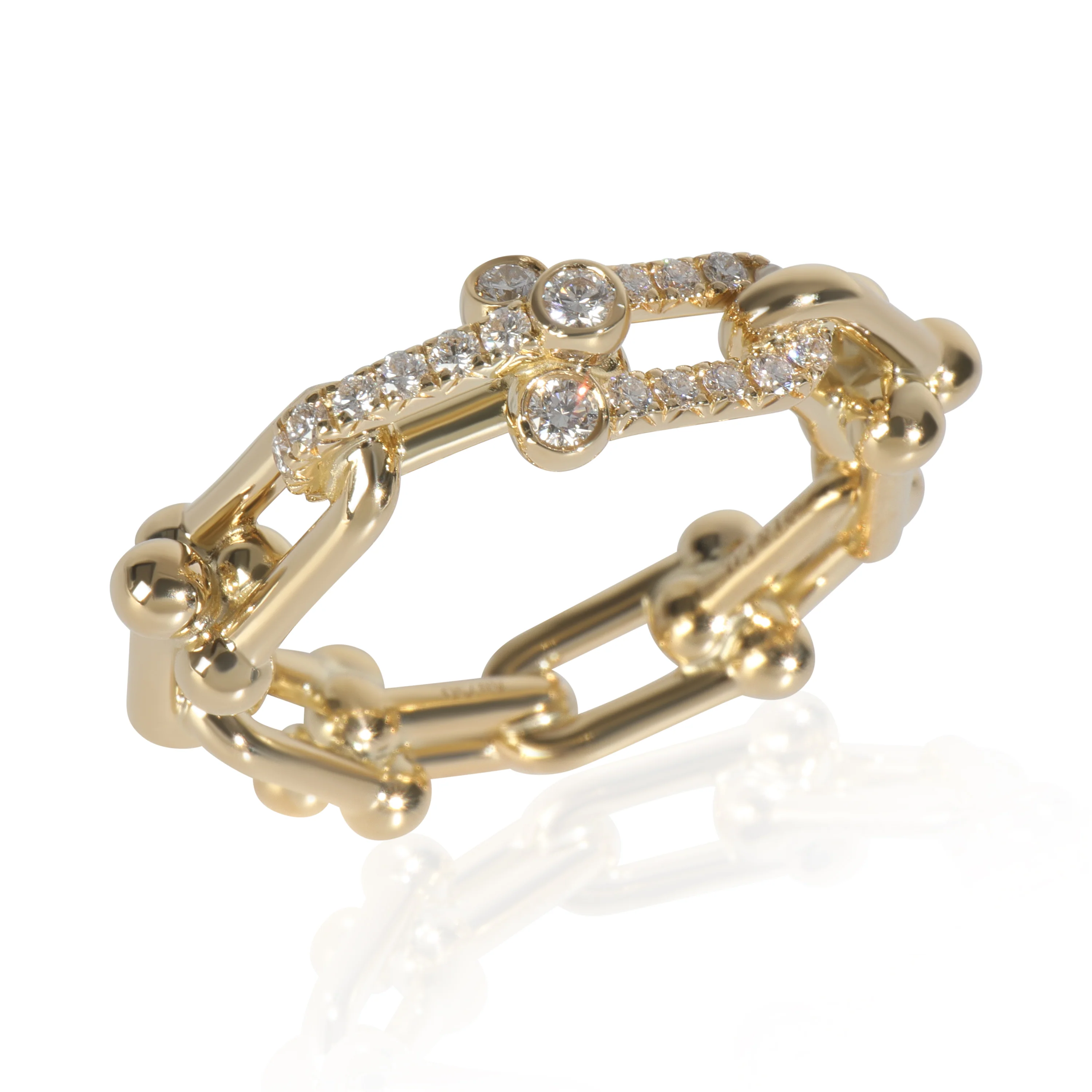 Yellow Gold Diamond HardWear Small Link Ring - Image 4