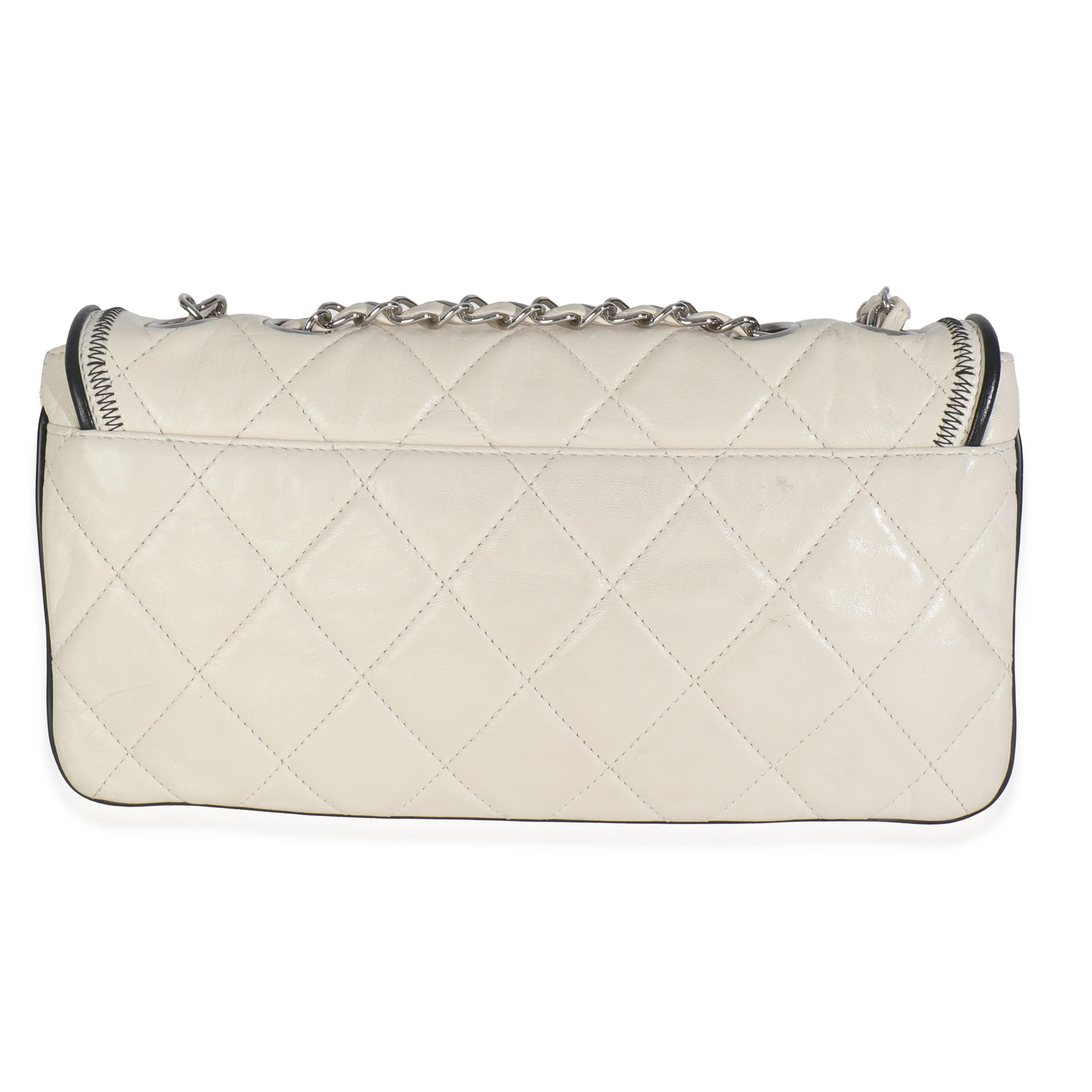White Quilted Lambskin East/West Reissue Flap Bag - Image 4