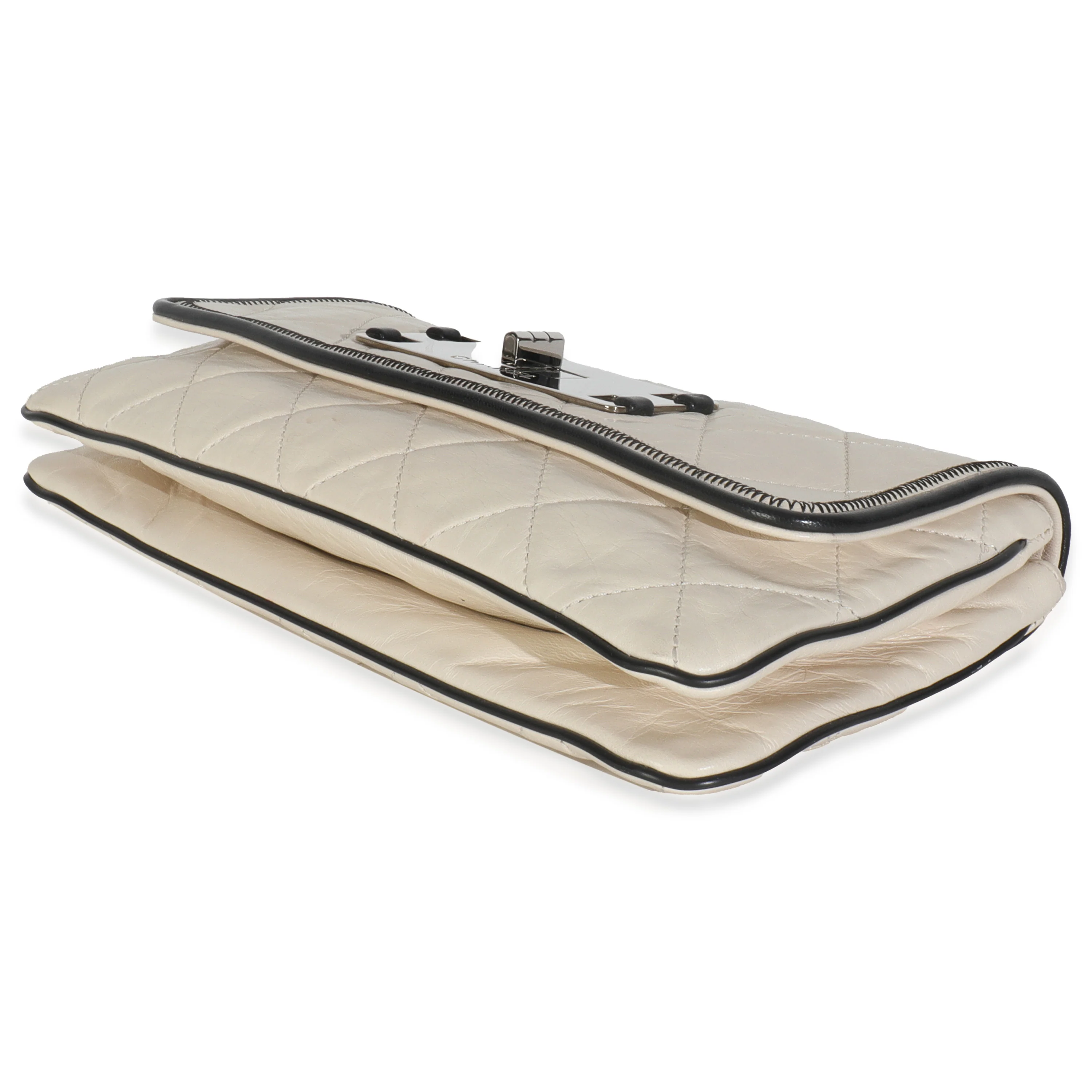 White Quilted Lambskin East/West Reissue Flap Bag - Image 7
