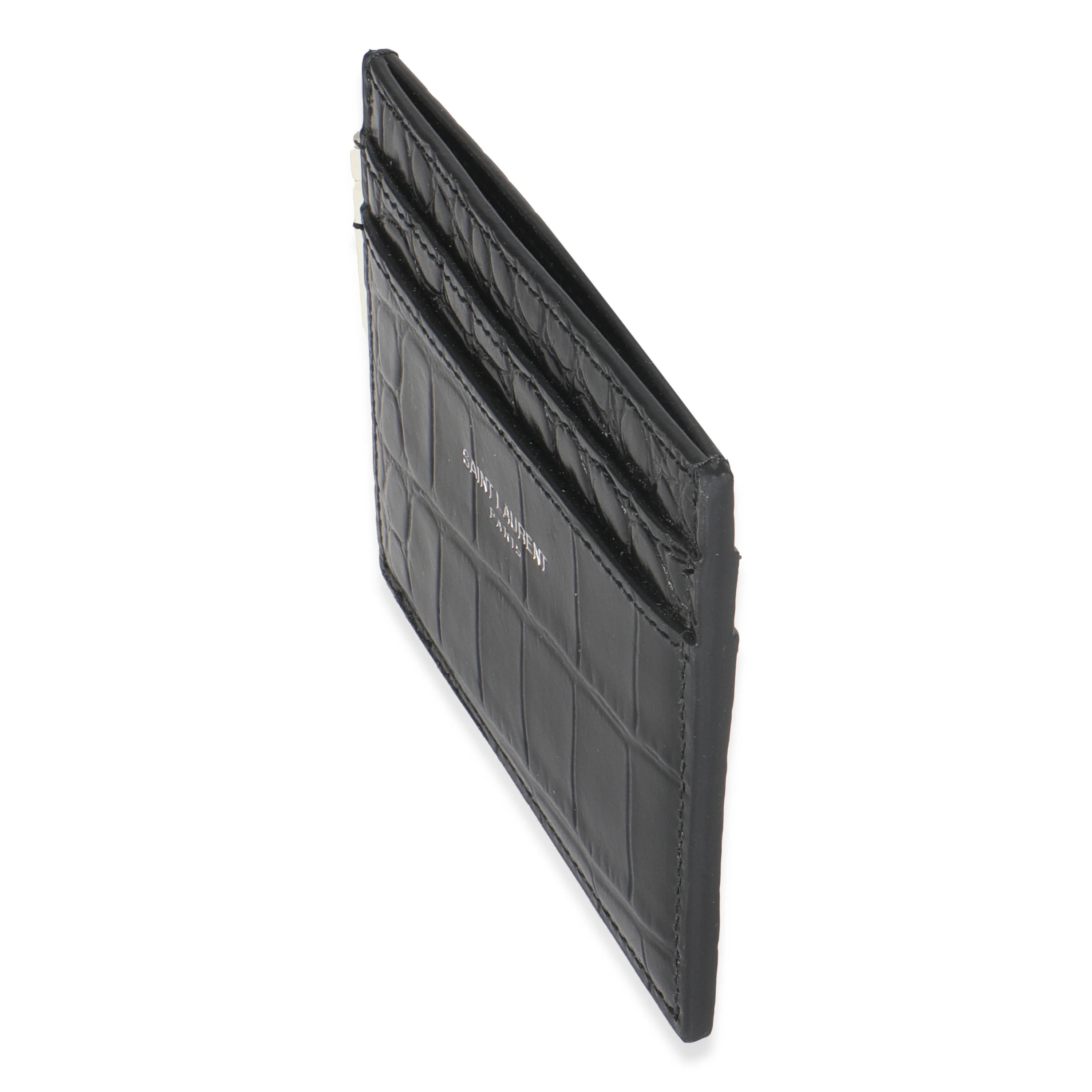 Black Croc Embossed Credit Card Case - Image 2