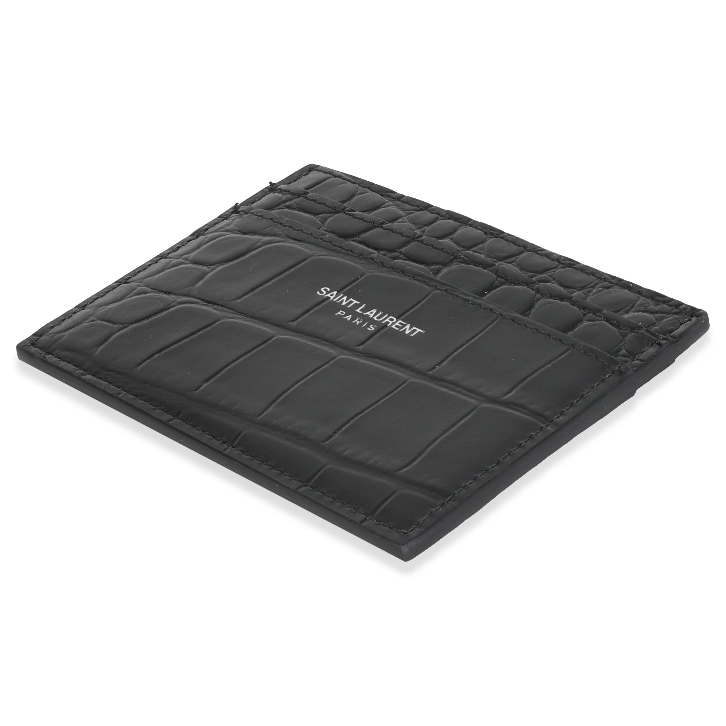 Black Croc Embossed Credit Card Case - Image 6