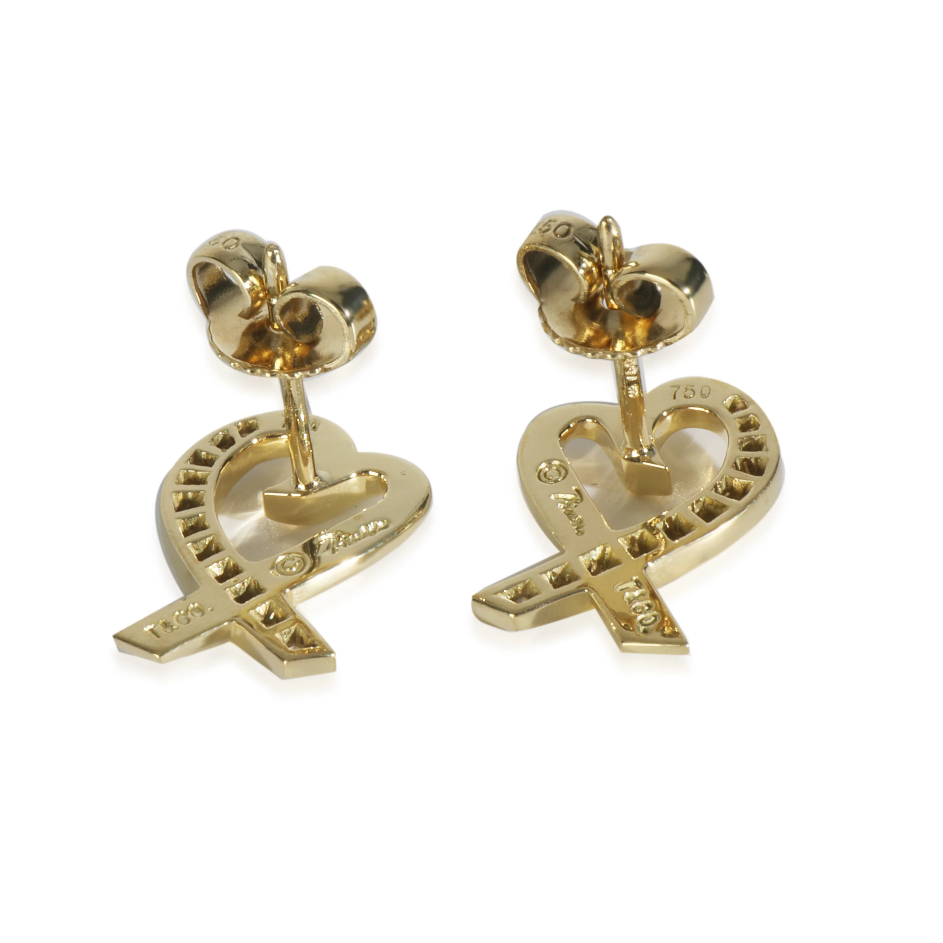 Yellow Gold Diamond Paloma Picasso Loving Heart Earrings - Image 3