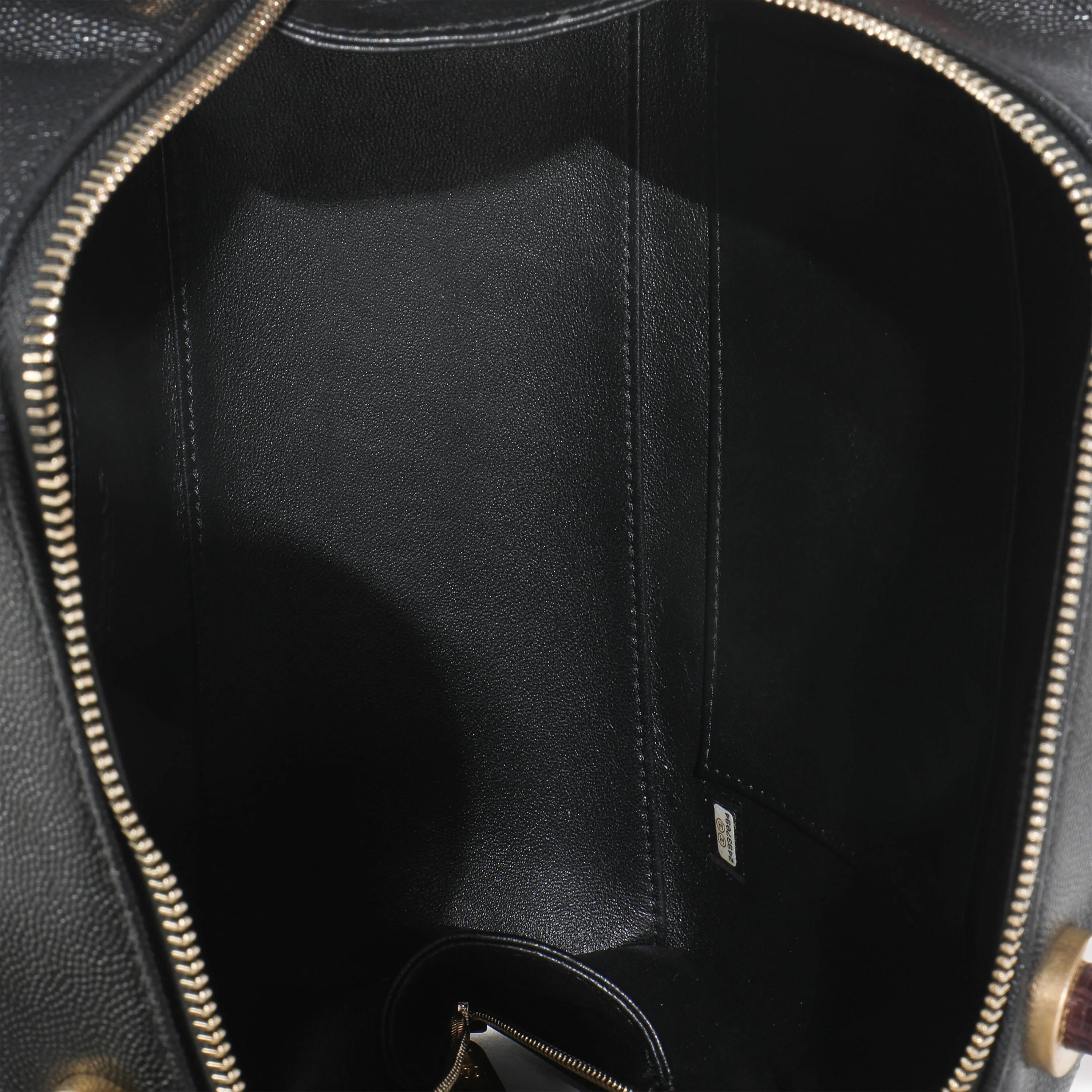 Black Quilted Caviar Coco Top Handle Bowling Bag - Image 8