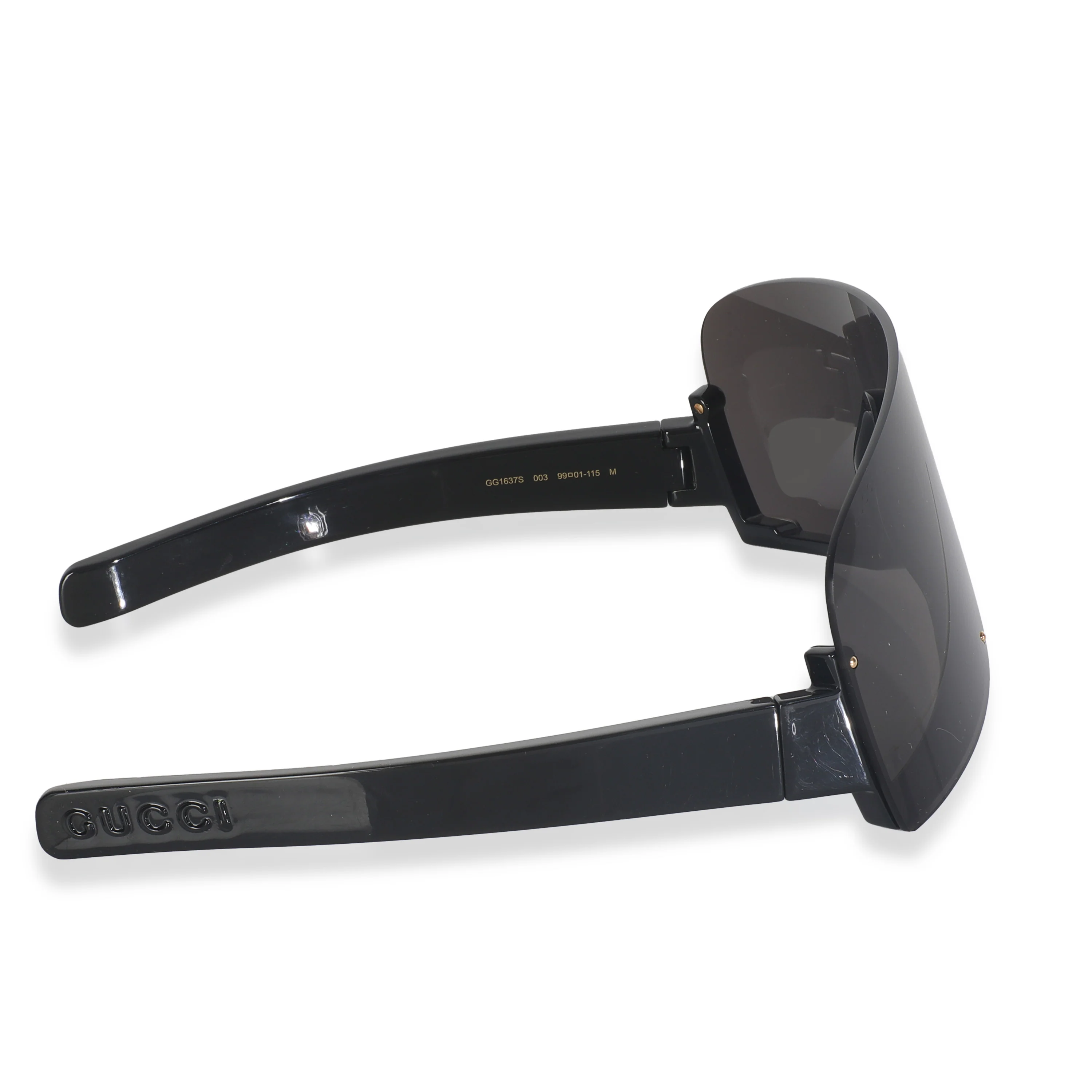Black Acetate Logo Rimless Shield Sunglasses - Image 4