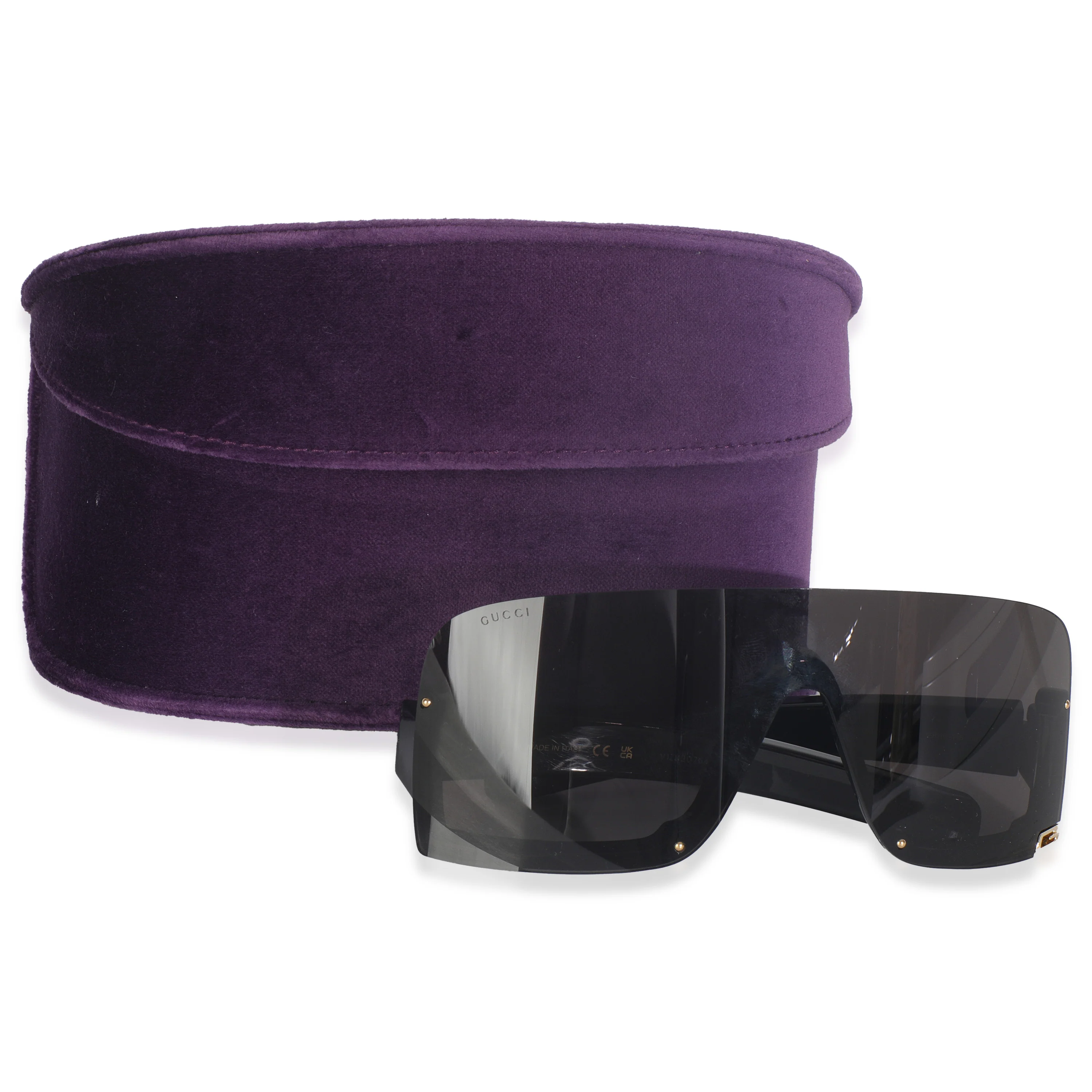 Black Acetate Logo Rimless Shield Sunglasses - Image 5