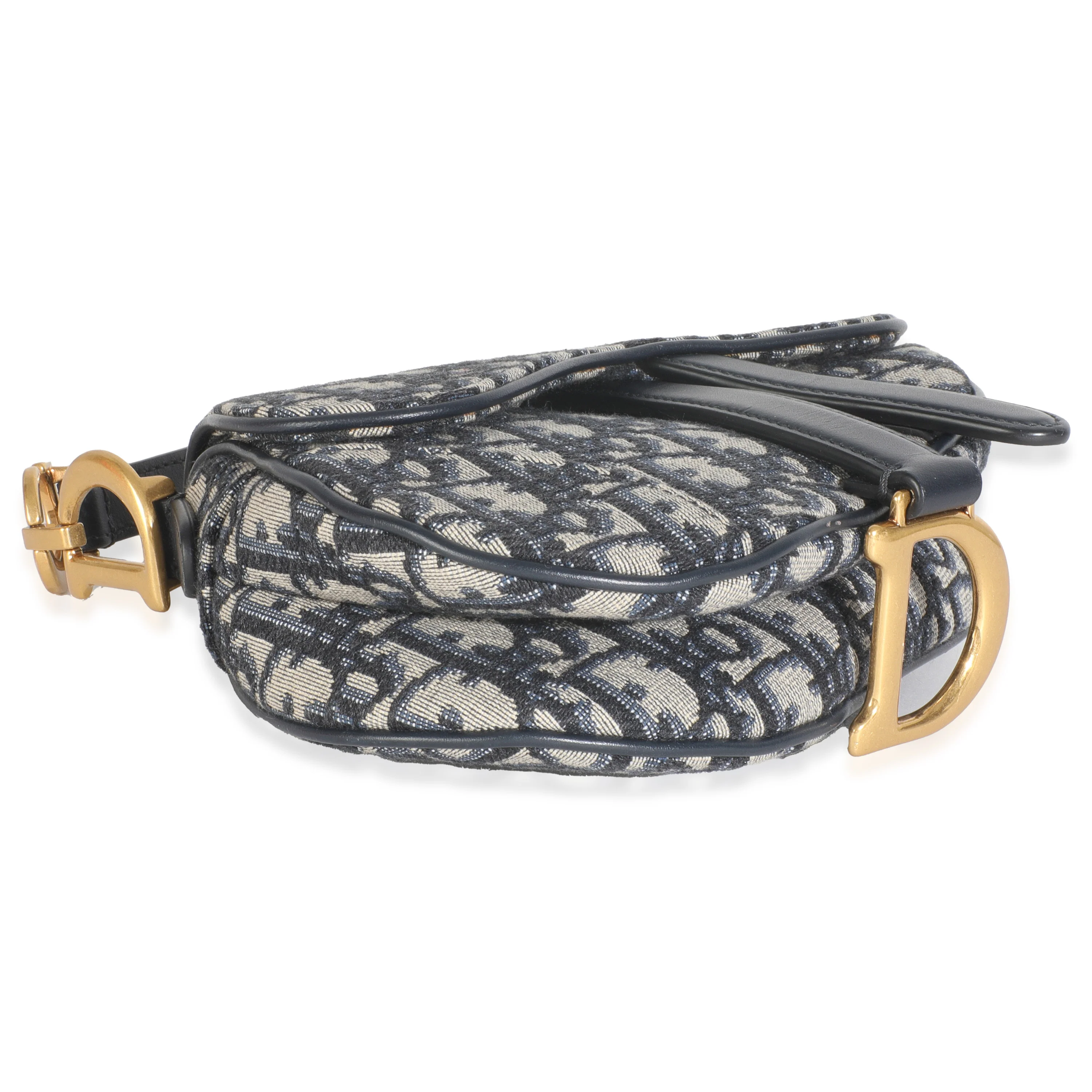 Blue Oblique Canvas Mini Saddle Bag - Image 8