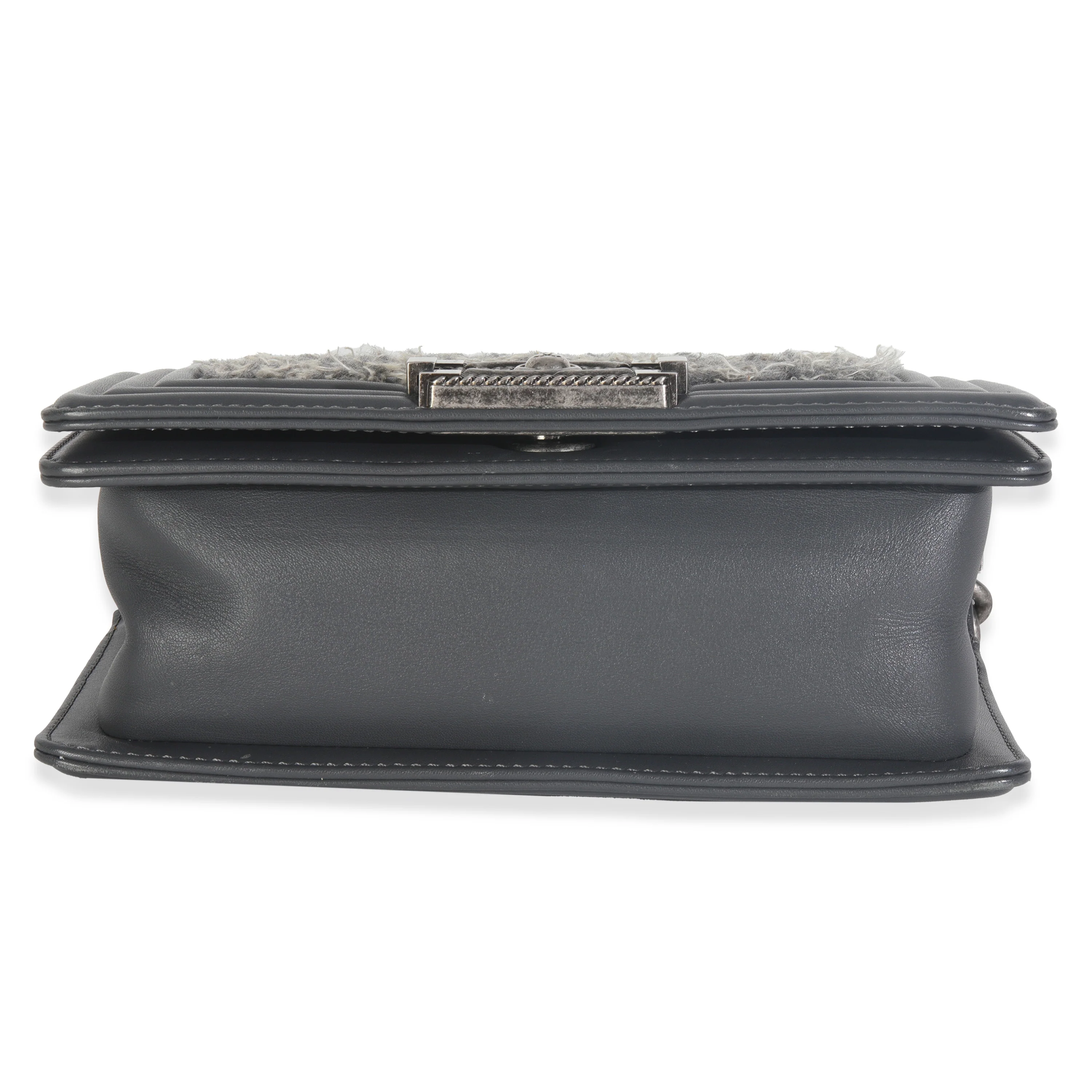 Grey Tweed Black Calfskin Small Boy Bag - Image 4