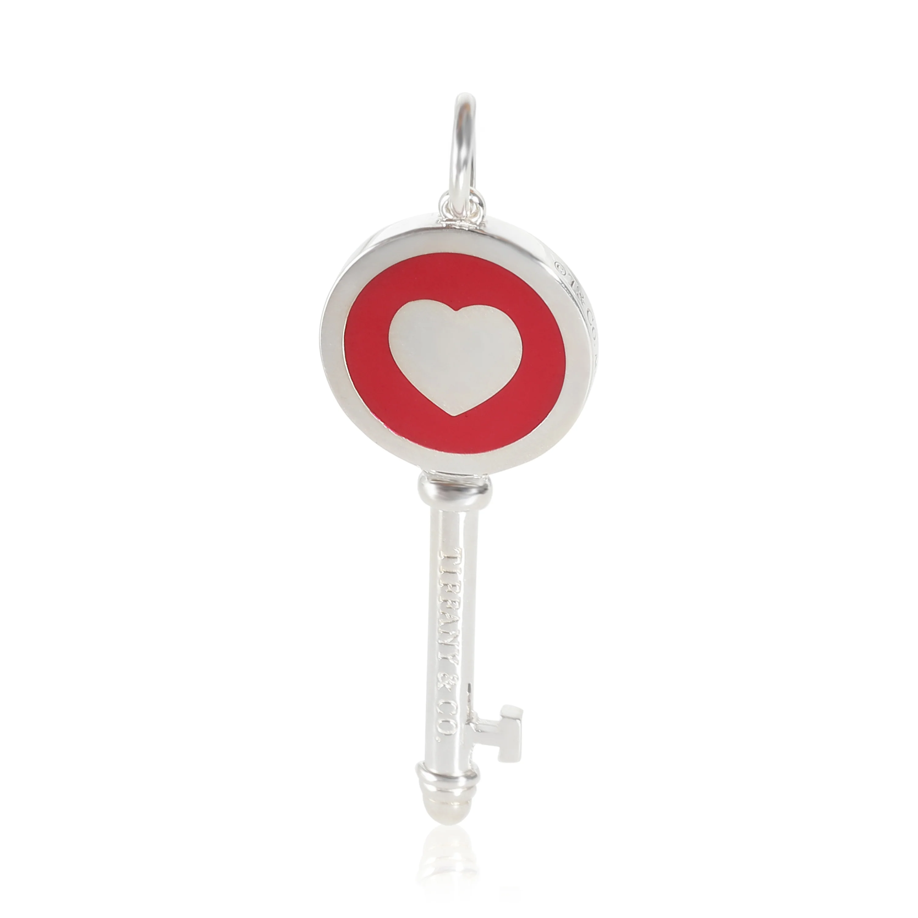 Sterling Silver Red Enamel Heart Key Pendant