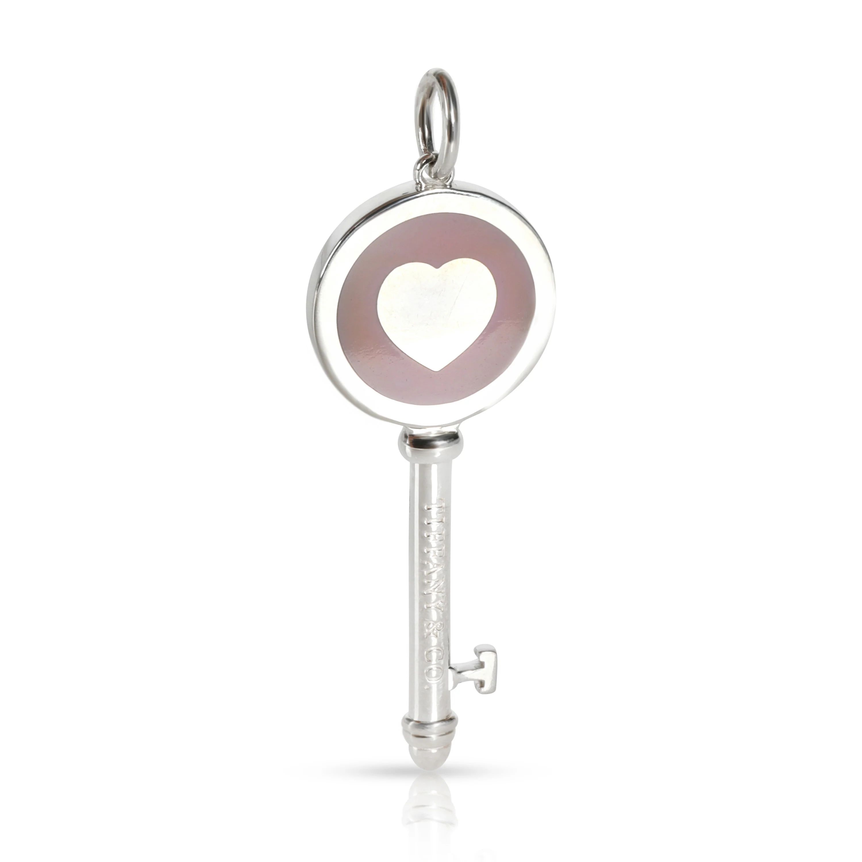 Sterling Silver Lavender Enamel Heart Key Pendant