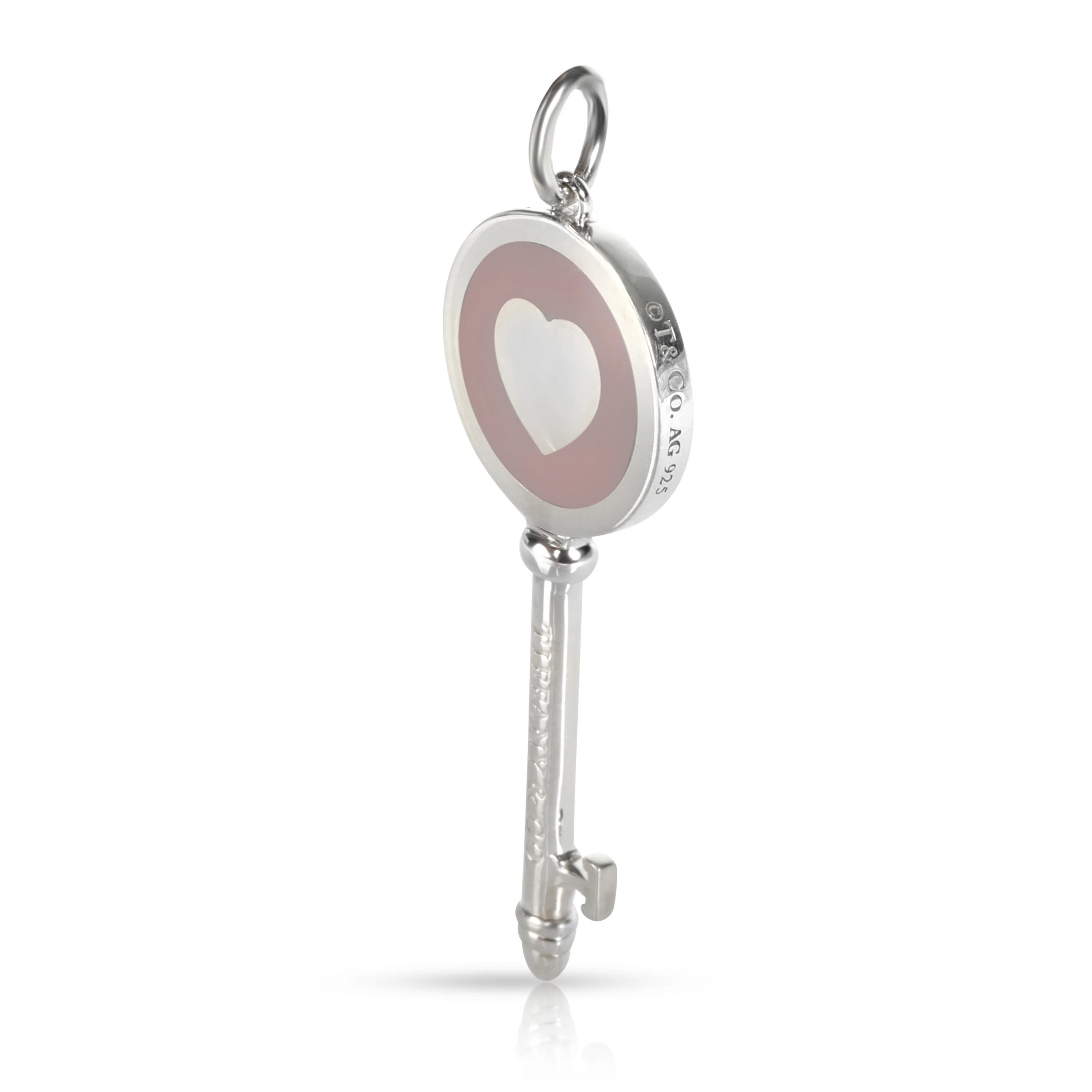 Sterling Silver Lavender Enamel Heart Key Pendant - Image 2