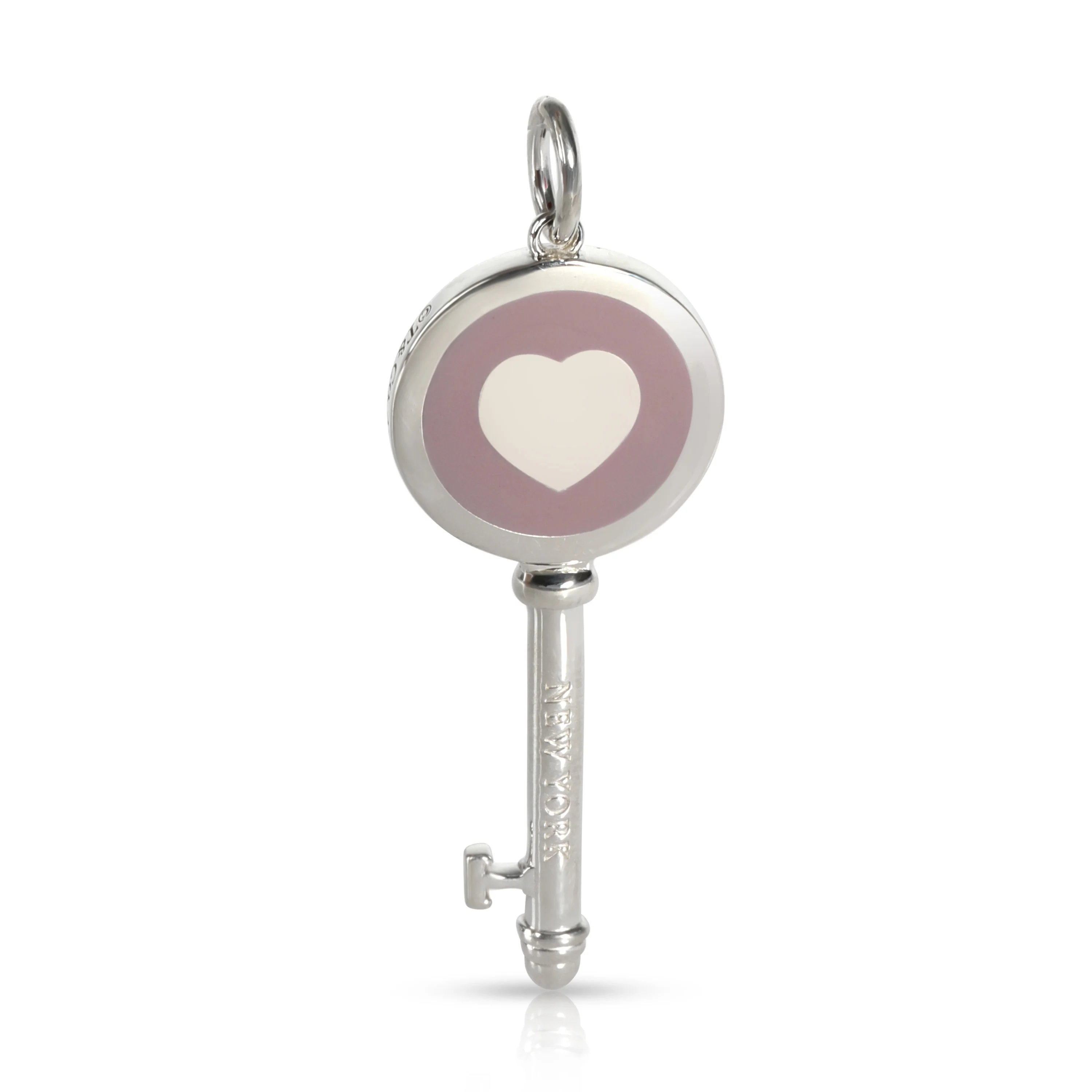 Sterling Silver Lavender Enamel Heart Key Pendant - Image 3