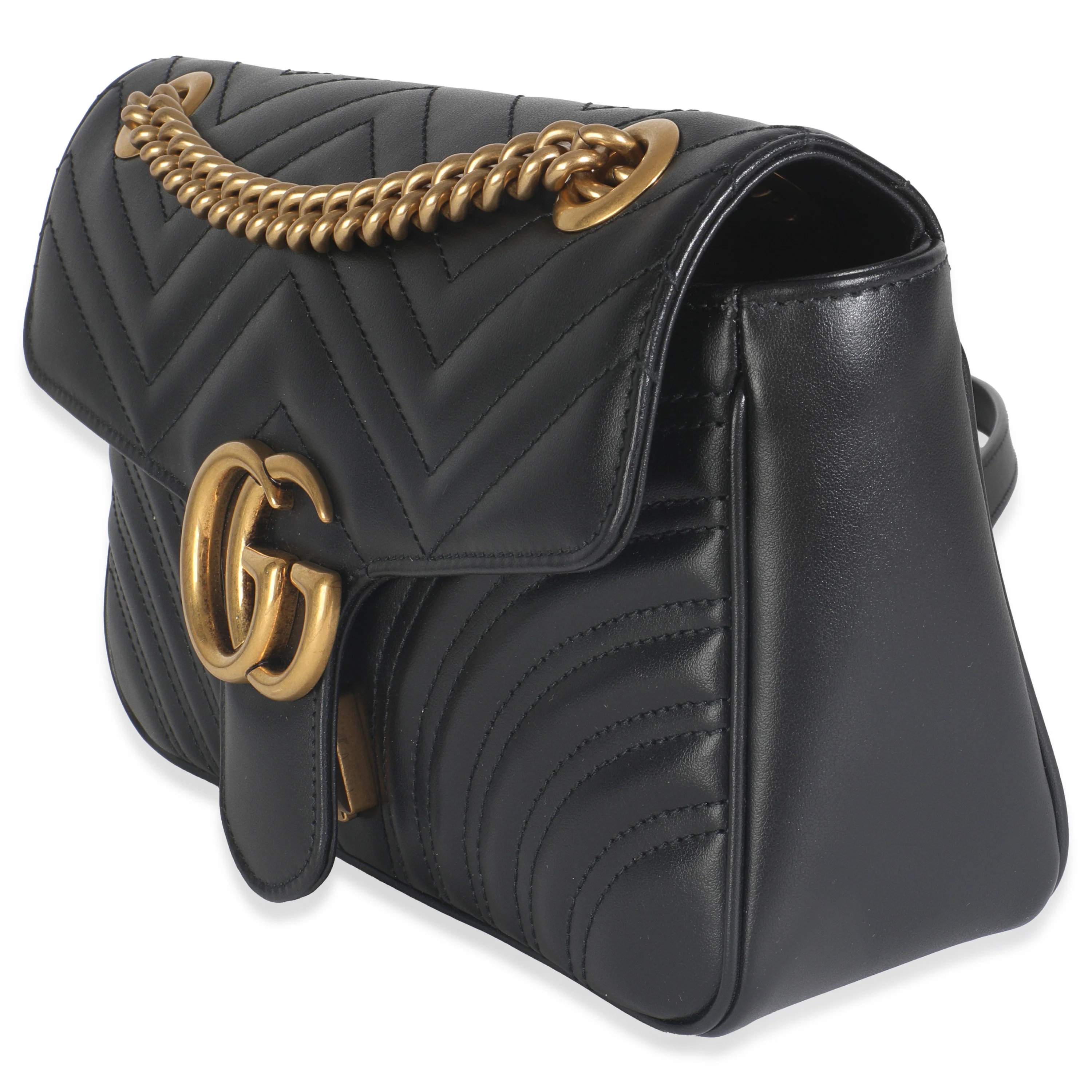 Black Calfskin Matelasse Medium GG Marmont Shoulder Bag - Image 2