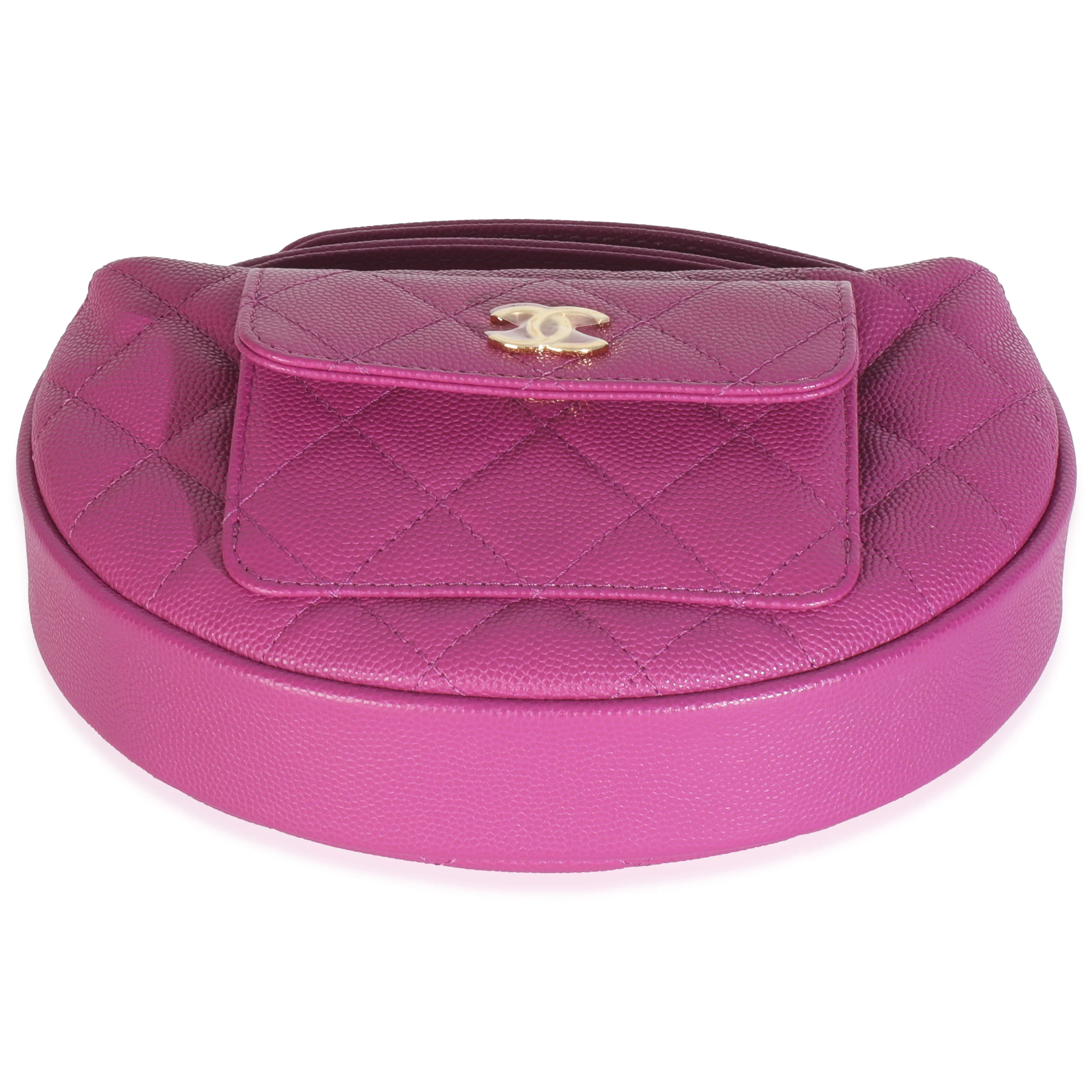 Purple Quilted Caviar Mini Round Hobo Handbag - Image 5