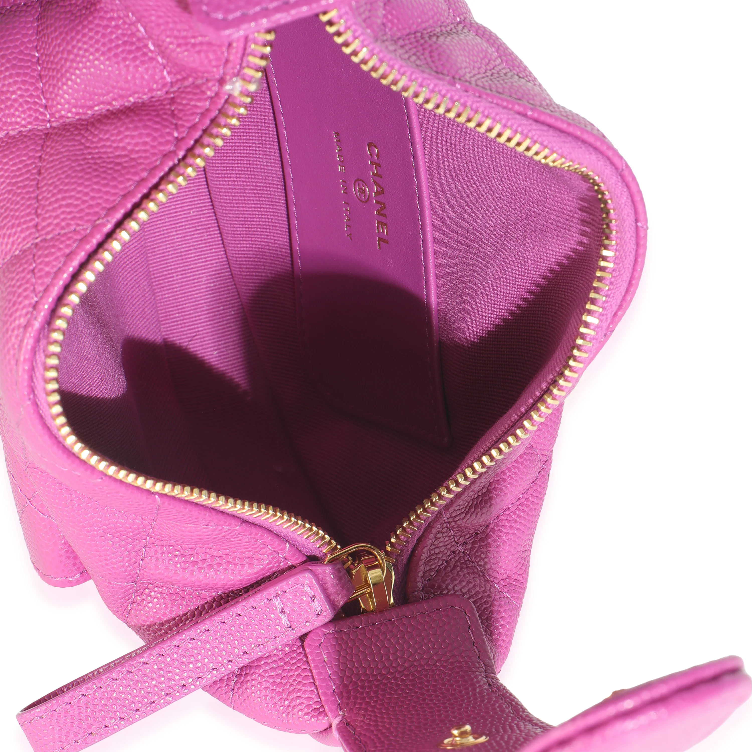 Purple Quilted Caviar Mini Round Hobo Handbag - Image 8