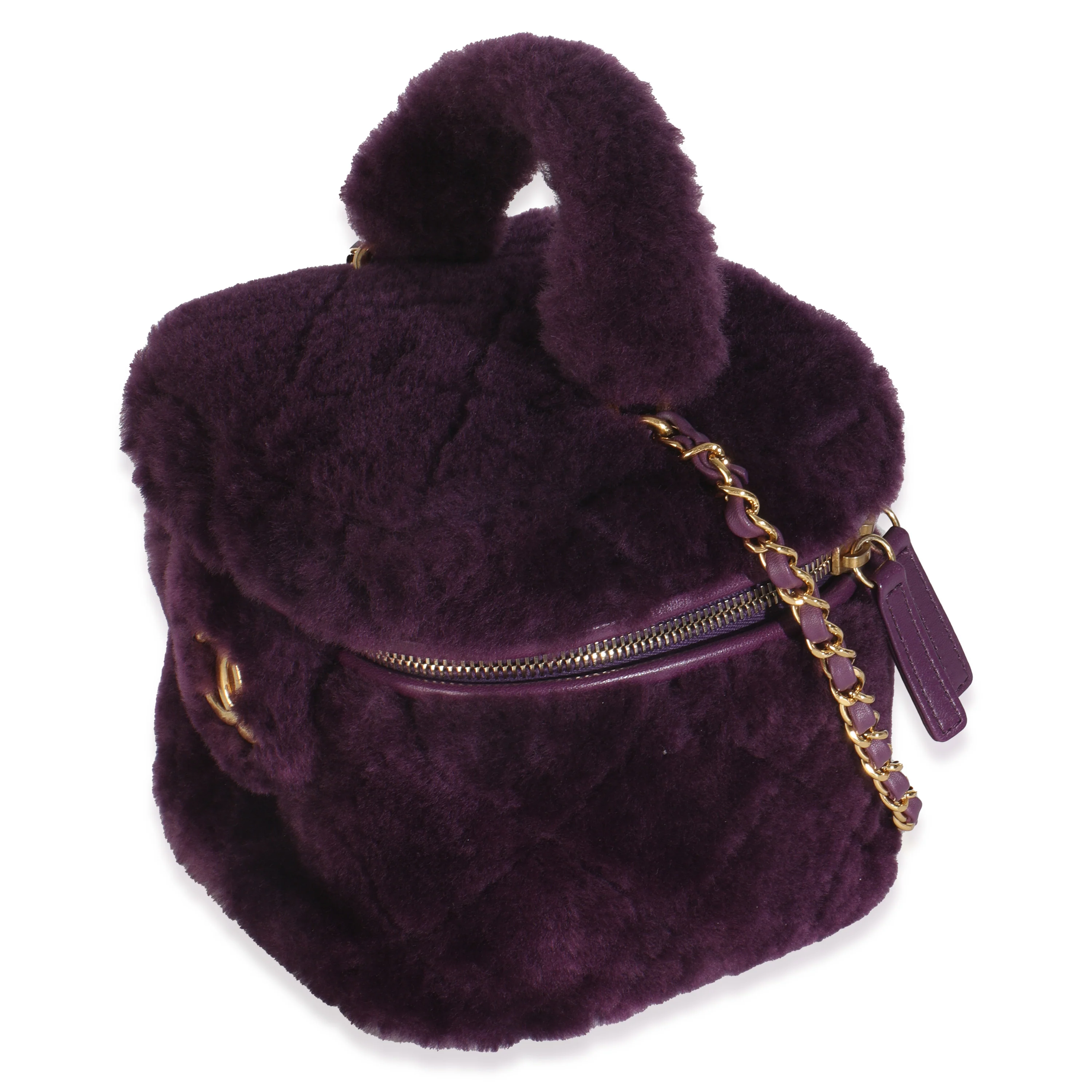 Purple Quilted Shearling Lambskin Small Vanity Case - Image 2