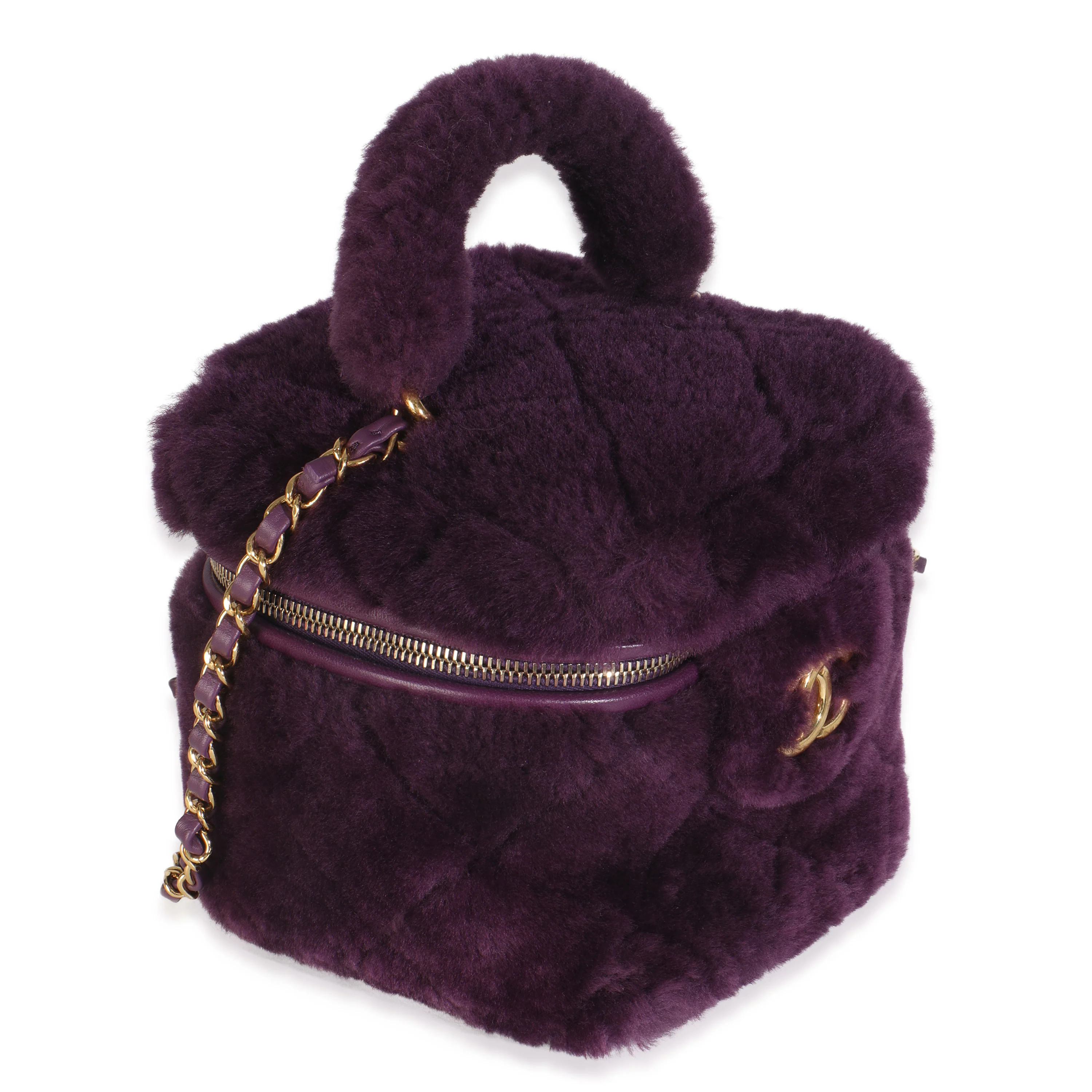 Purple Quilted Shearling Lambskin Small Vanity Case - Image 3