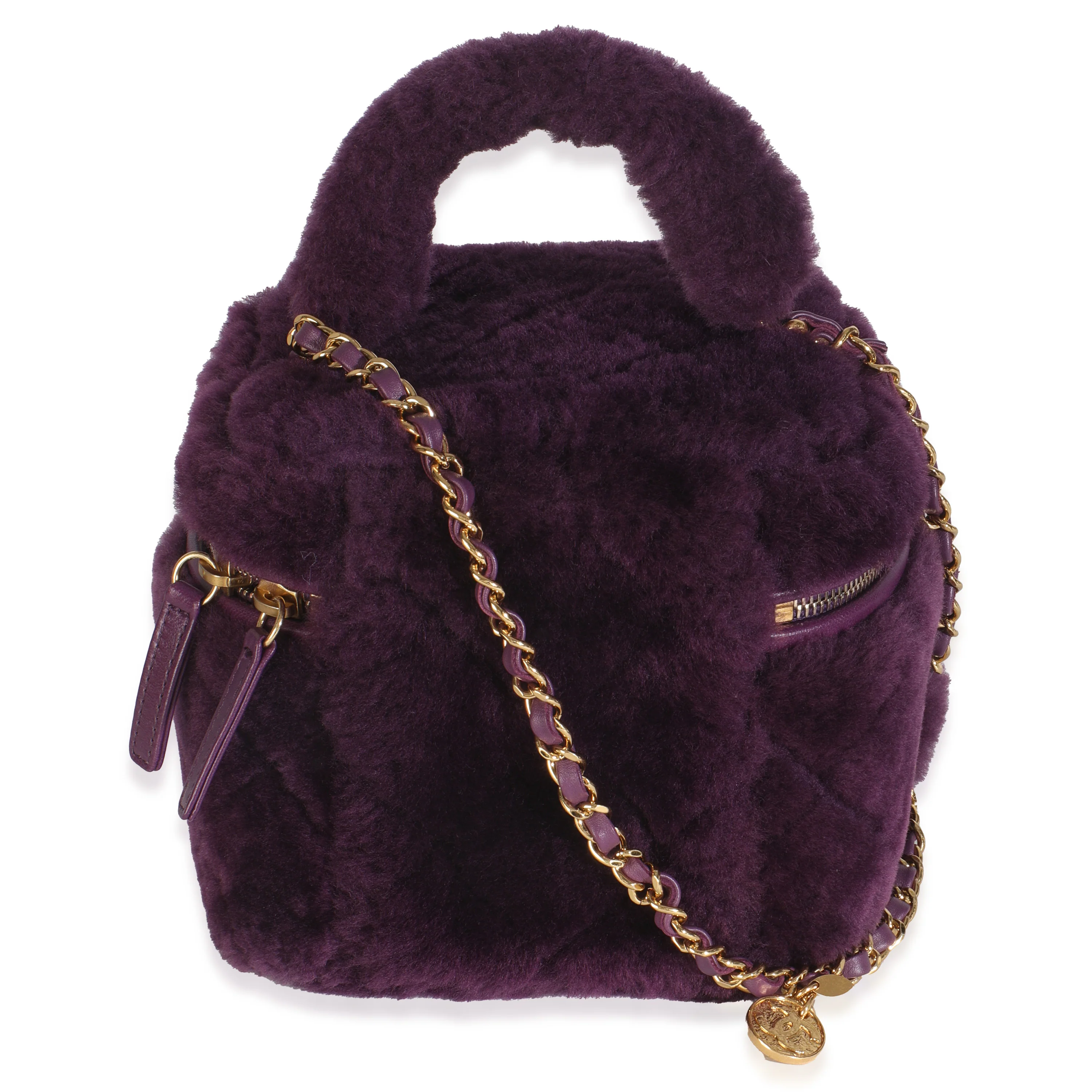 Purple Quilted Shearling Lambskin Small Vanity Case - Image 4