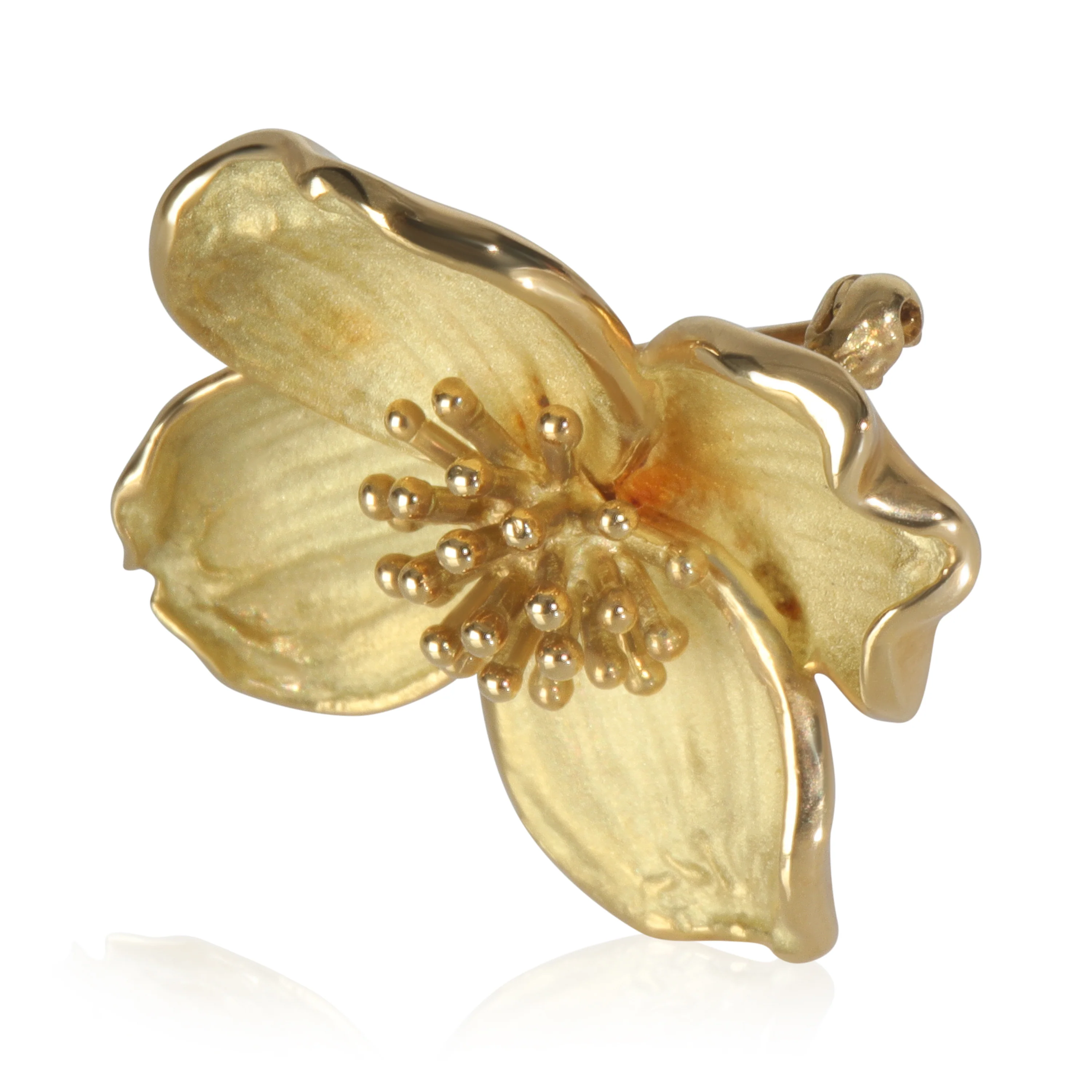 Yellow Gold Dogwood Brooch - Image 2