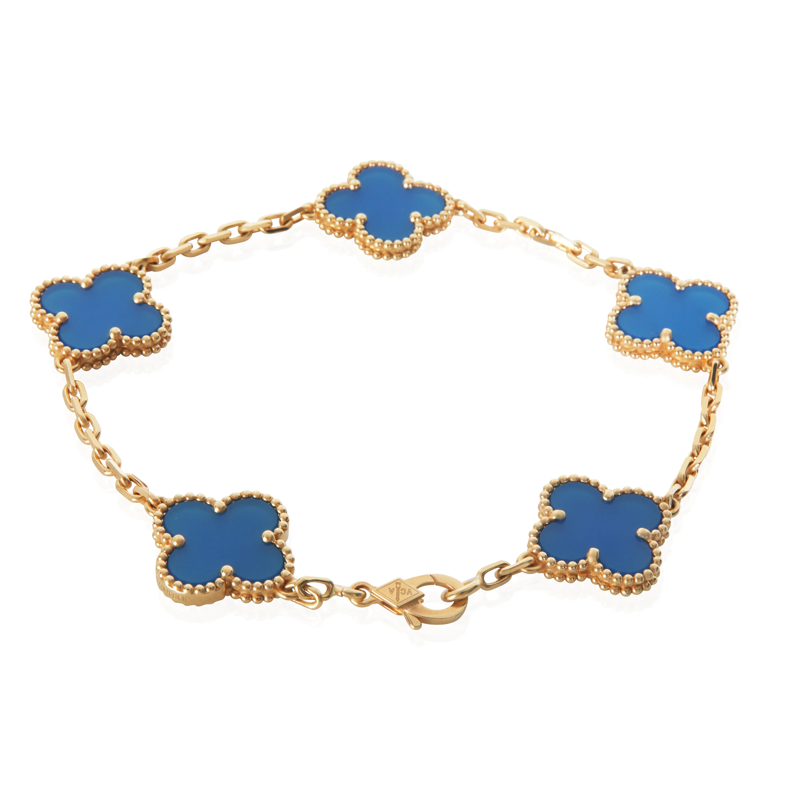 Yellow Gold Agate Vintage Alhambra Bracelet - Image 3
