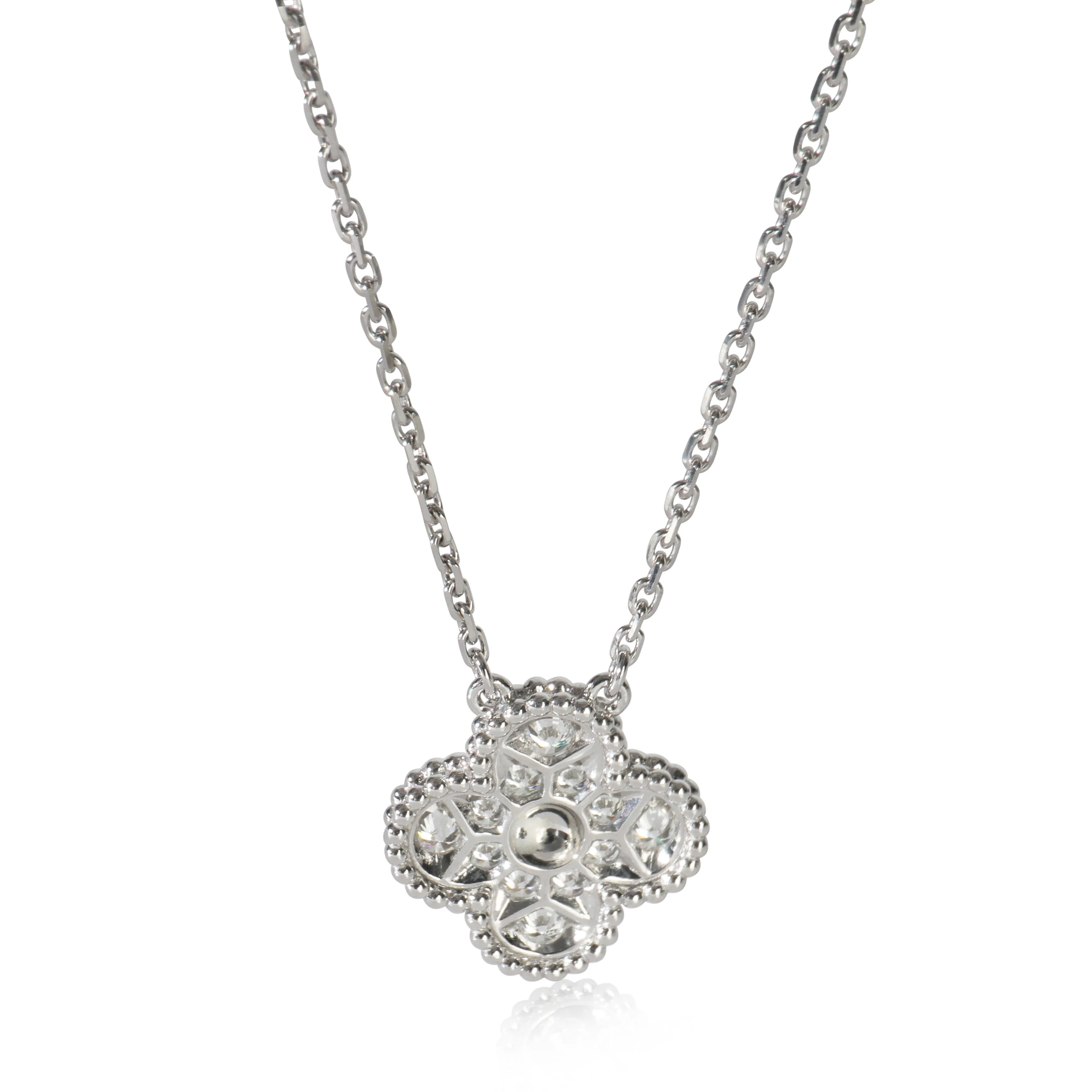 White Gold Diamond Vintage Alhambra Pendant - Image 3