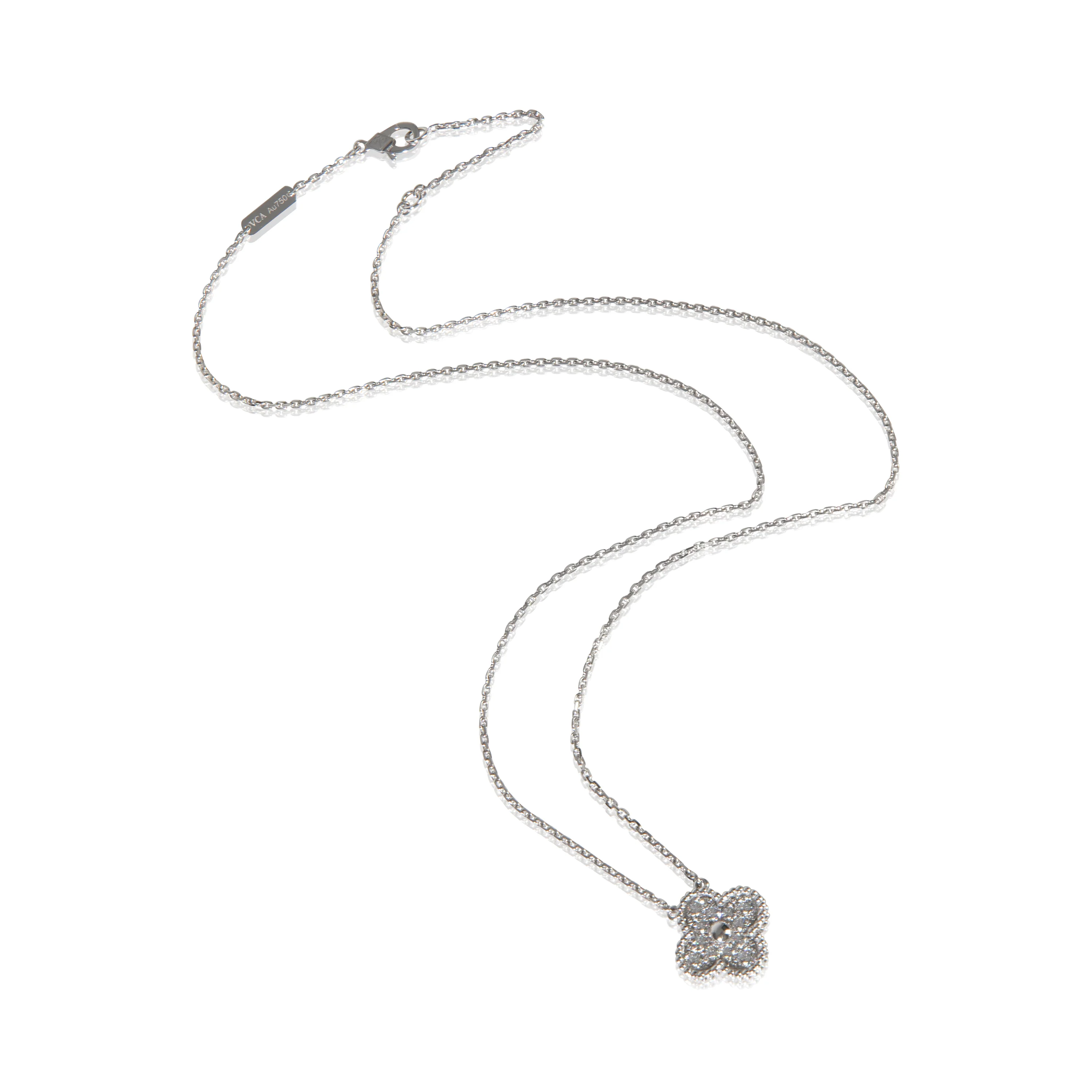 White Gold Diamond Vintage Alhambra Pendant - Image 4
