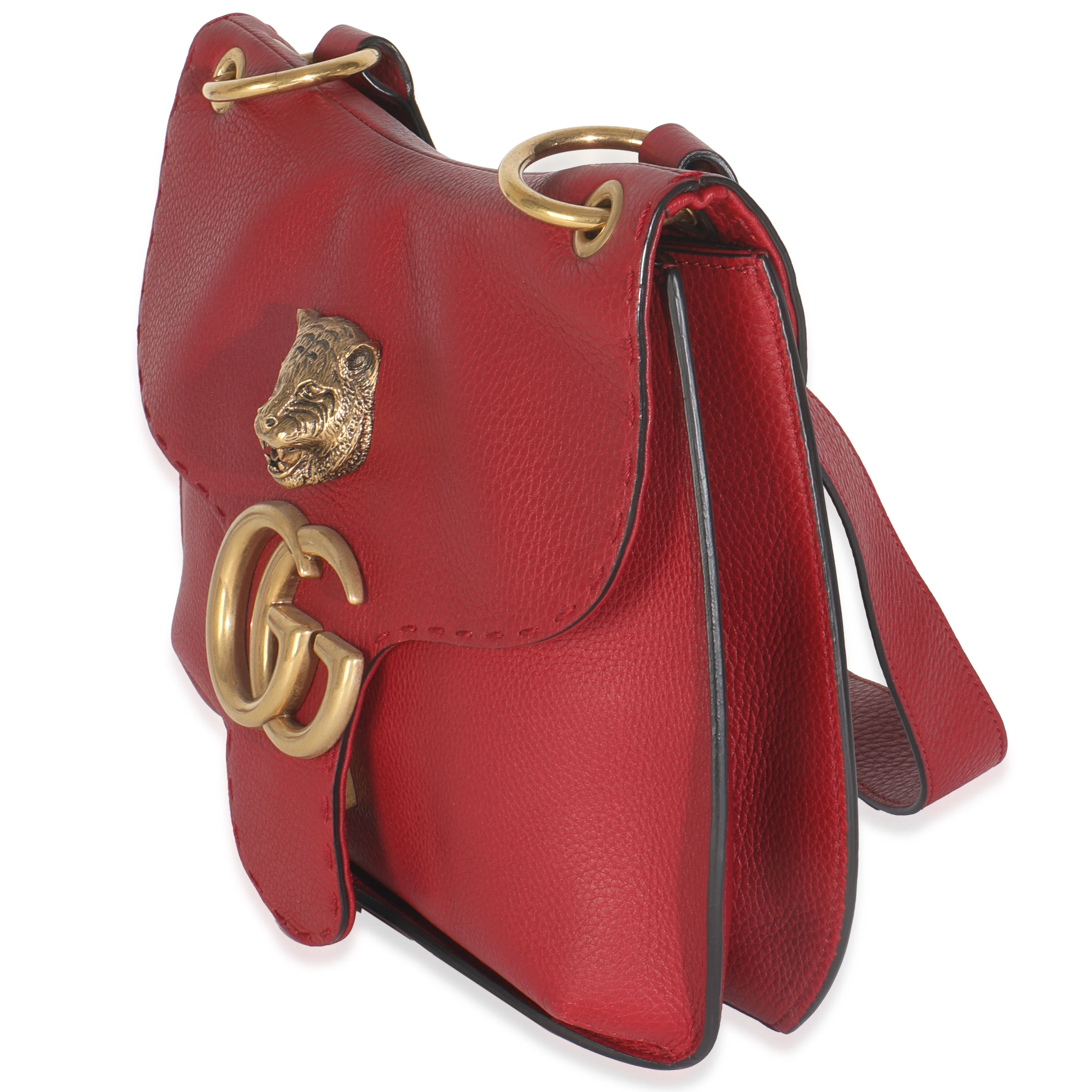 Red Pebbled Calfskin Marmont Animalier Shoulder Bag - Image 2