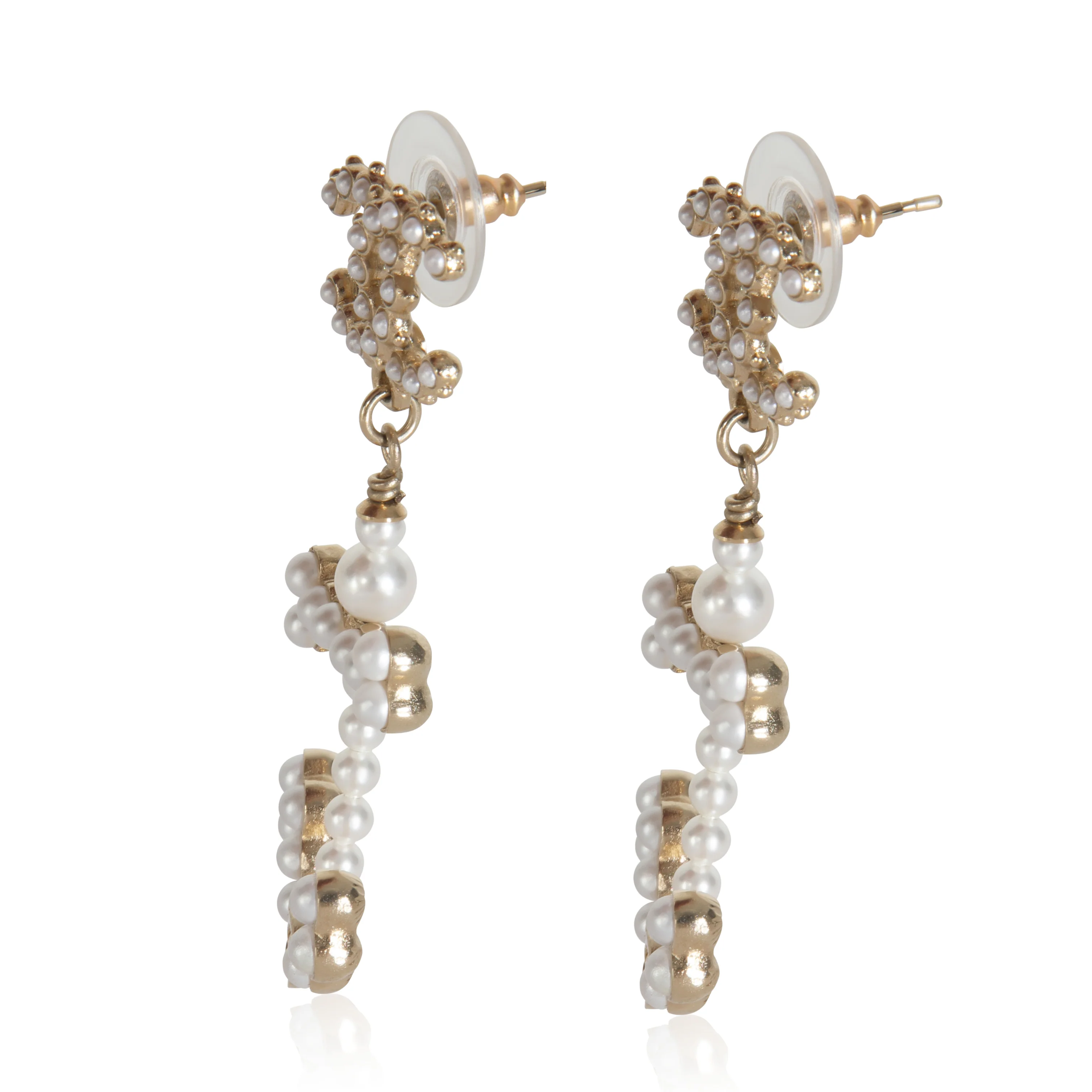Gold-Plated  2018 Faux Pearl Anchor Earrings - Image 2