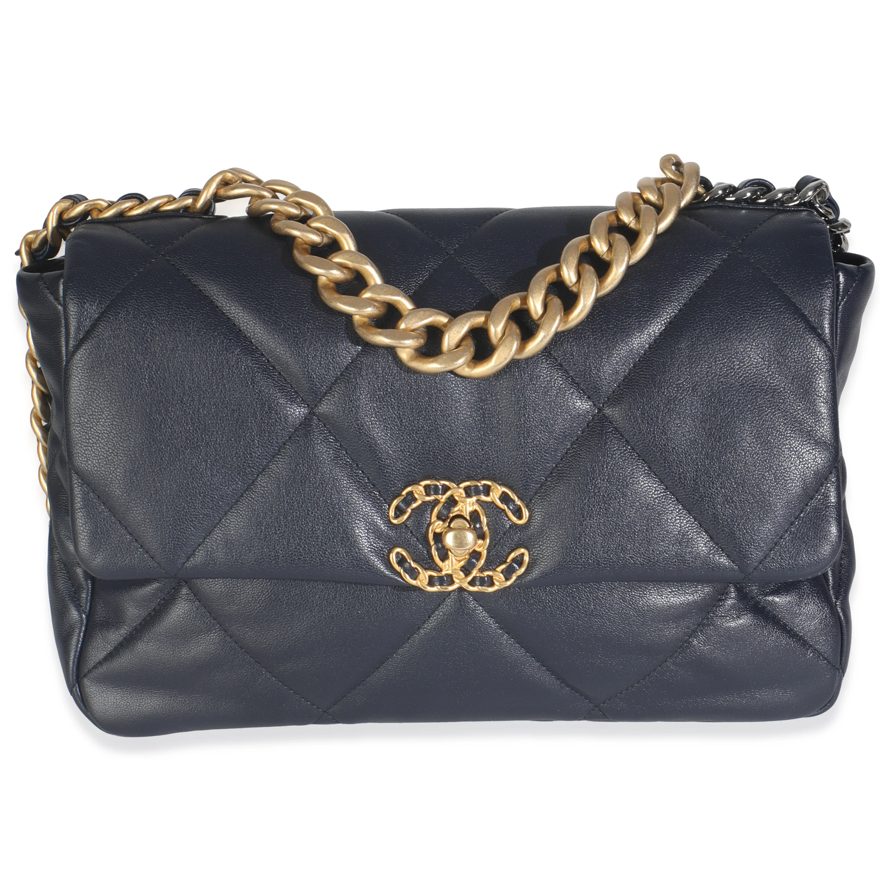 Navy Quilted Lambskin Medium Chanel 19 Flap Bag - Image 2
