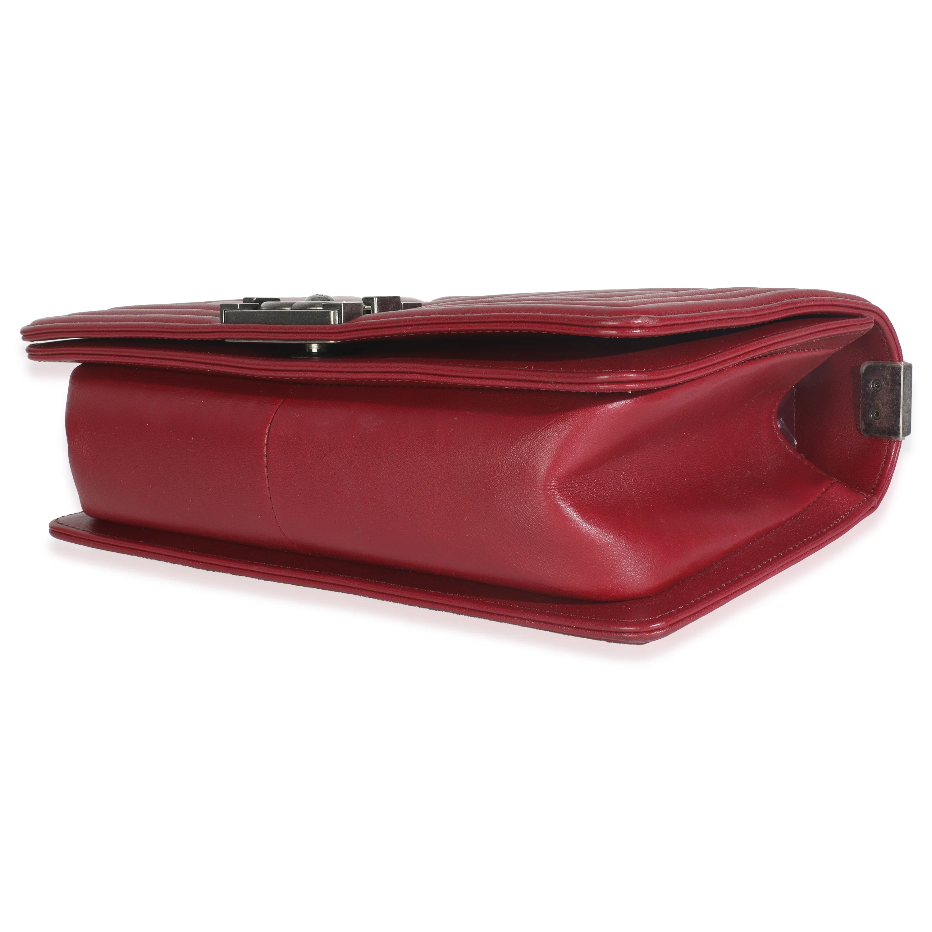 Burgundy Chevron Lambskin Medium Boy Bag - Image 7