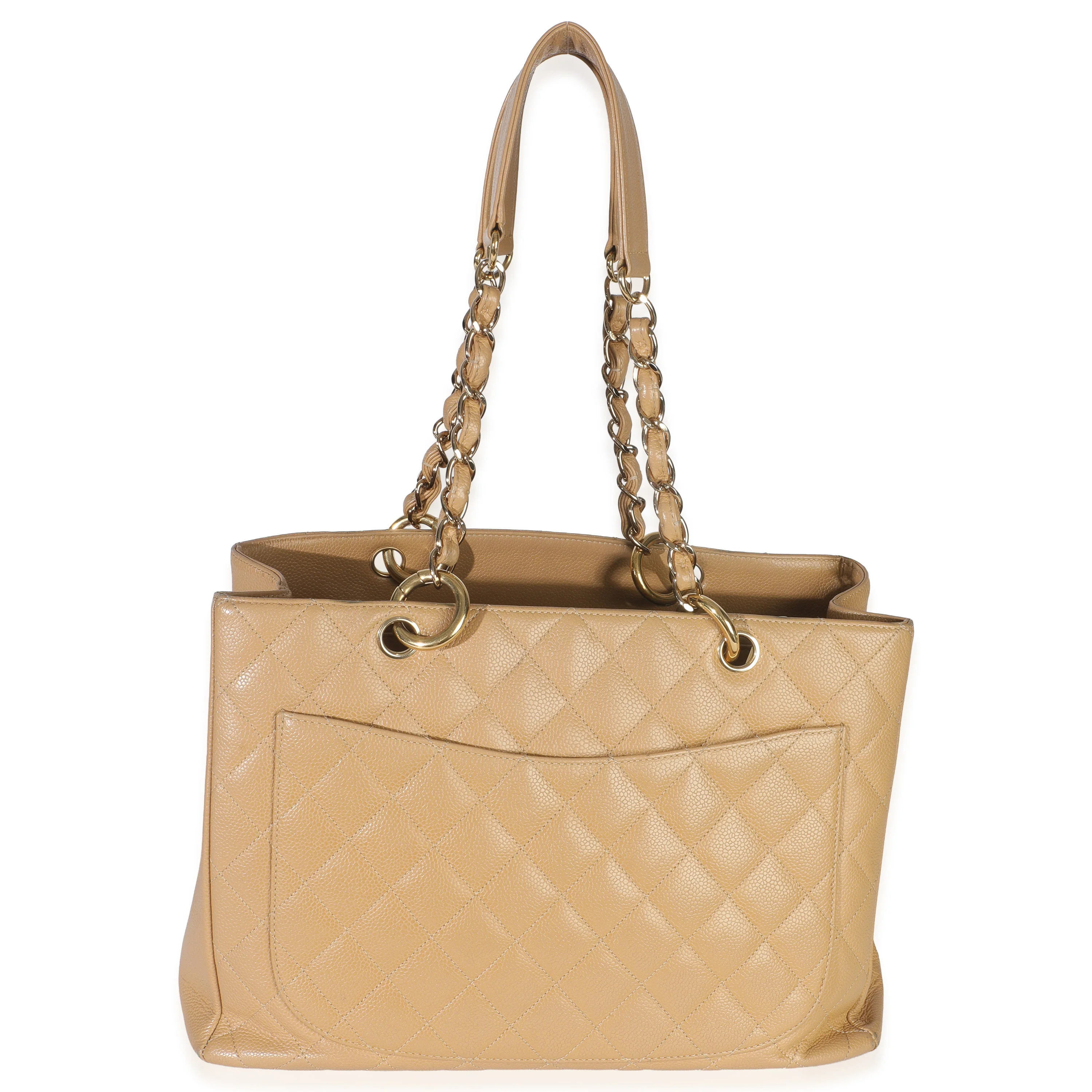 Beige Quilted Caviar Grand Shopping Tote - Image 4