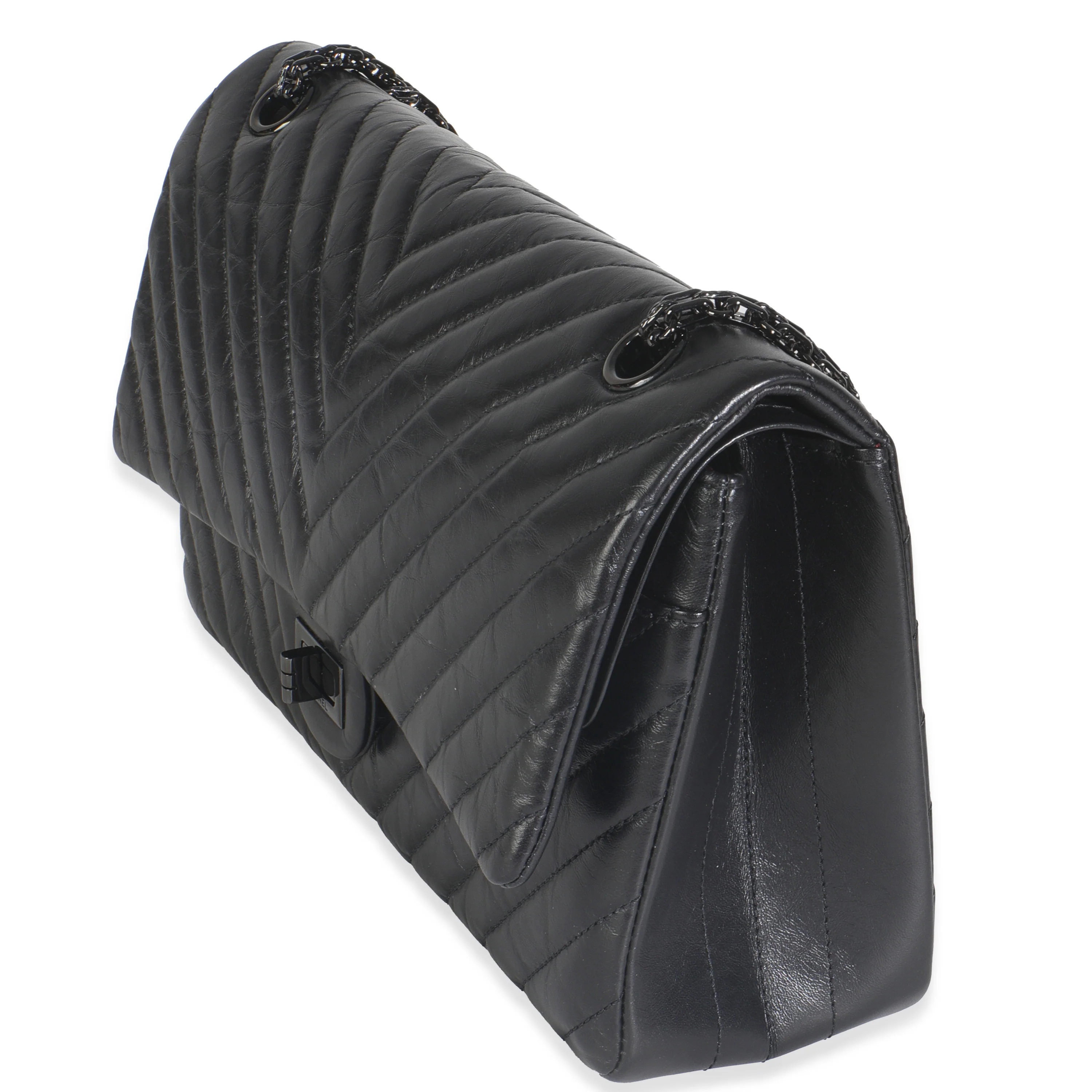 Aged Calfskin Chevron 2.55 So Black Reissue 226 Flap Bag - Image 2