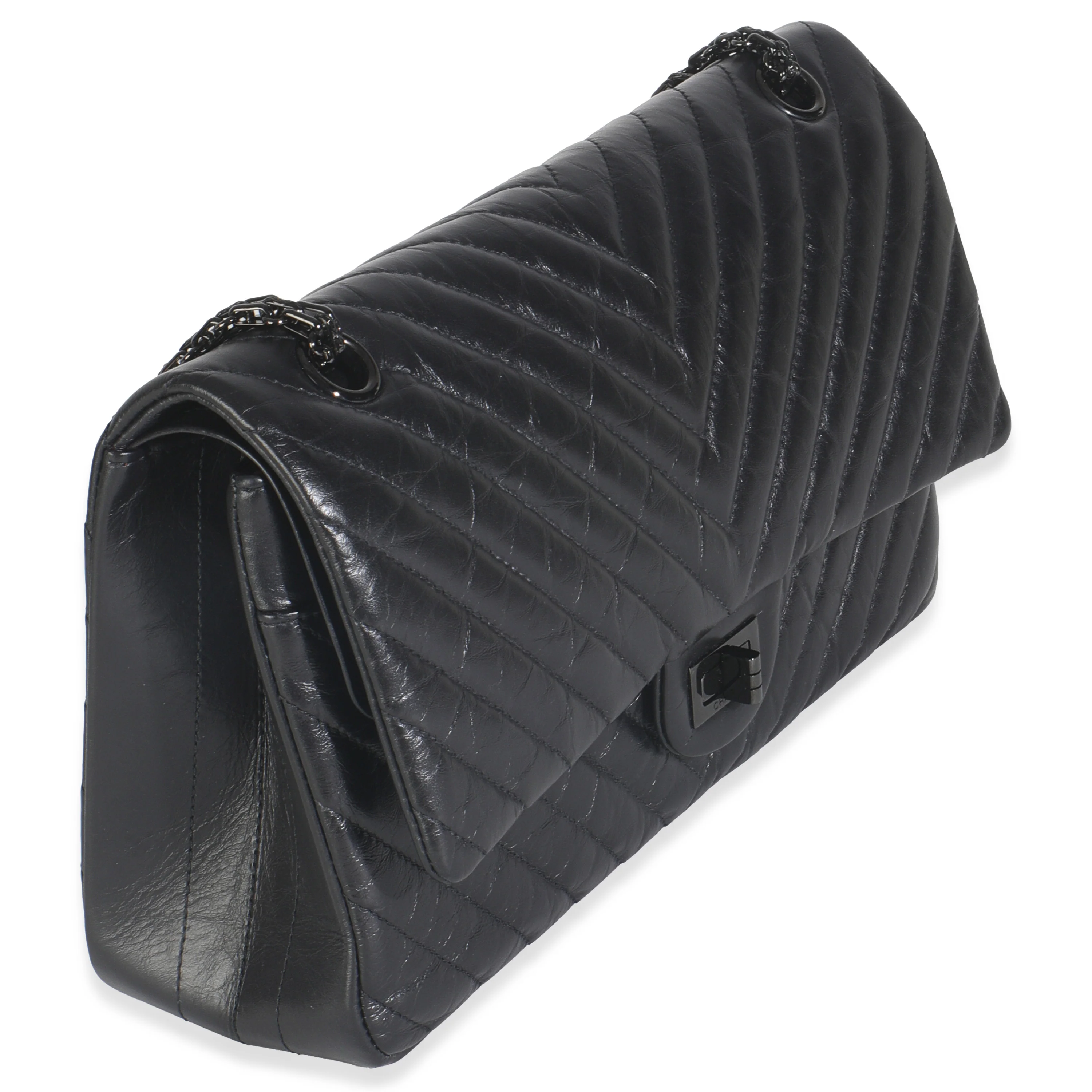Aged Calfskin Chevron 2.55 So Black Reissue 226 Flap Bag - Image 3