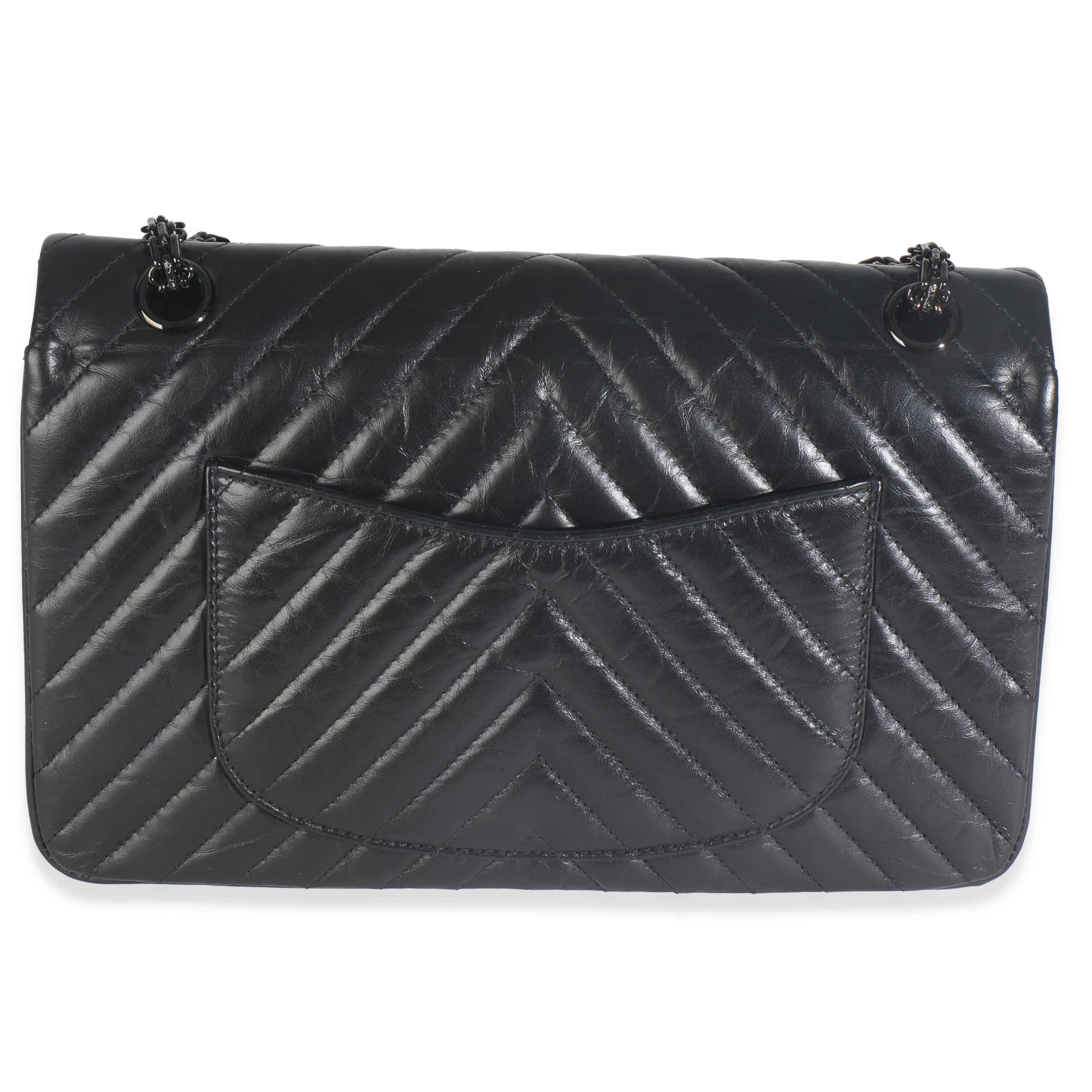 Aged Calfskin Chevron 2.55 So Black Reissue 226 Flap Bag - Image 9