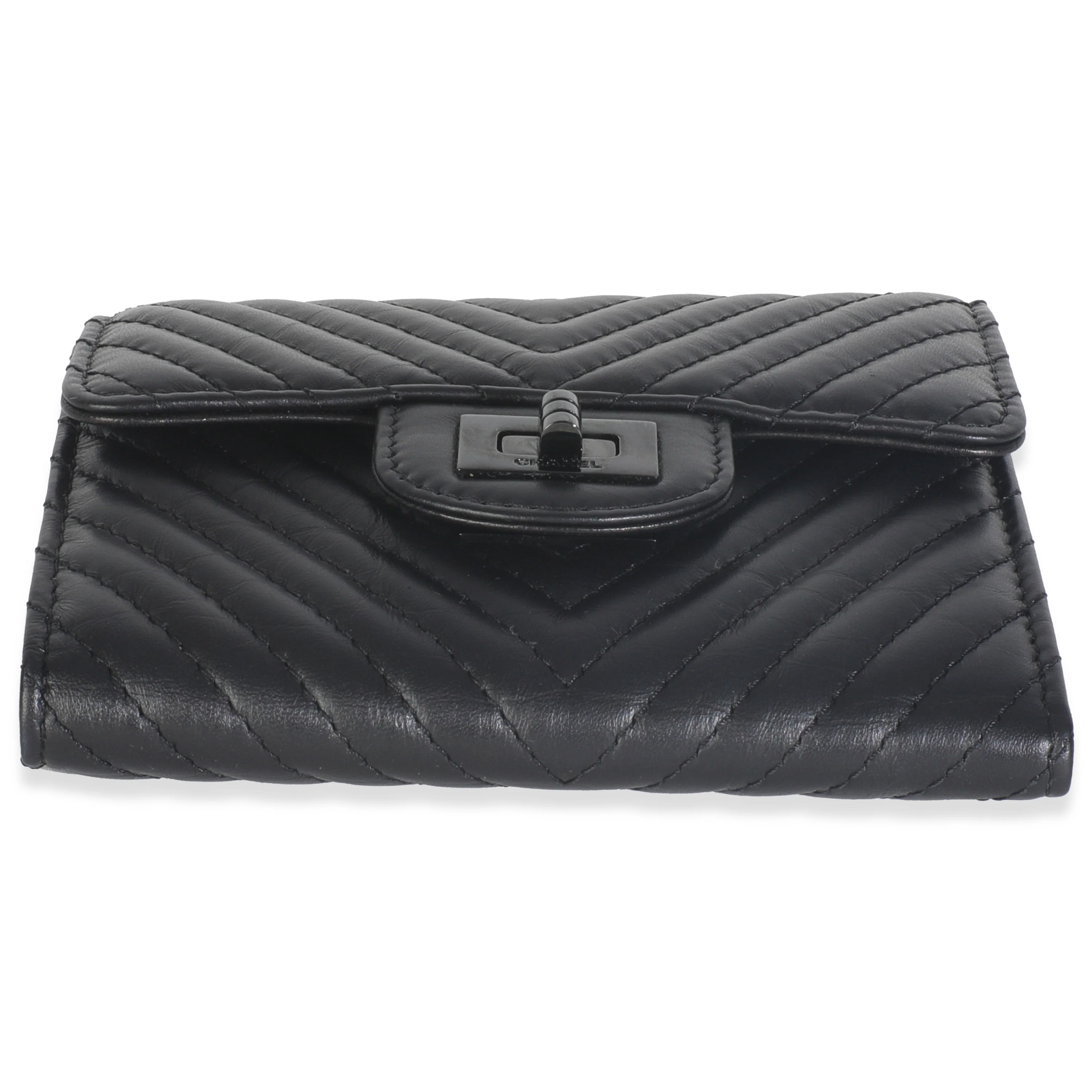 Aged Calfskin Chevron So Black Reissue Compact Wallet - Image 5