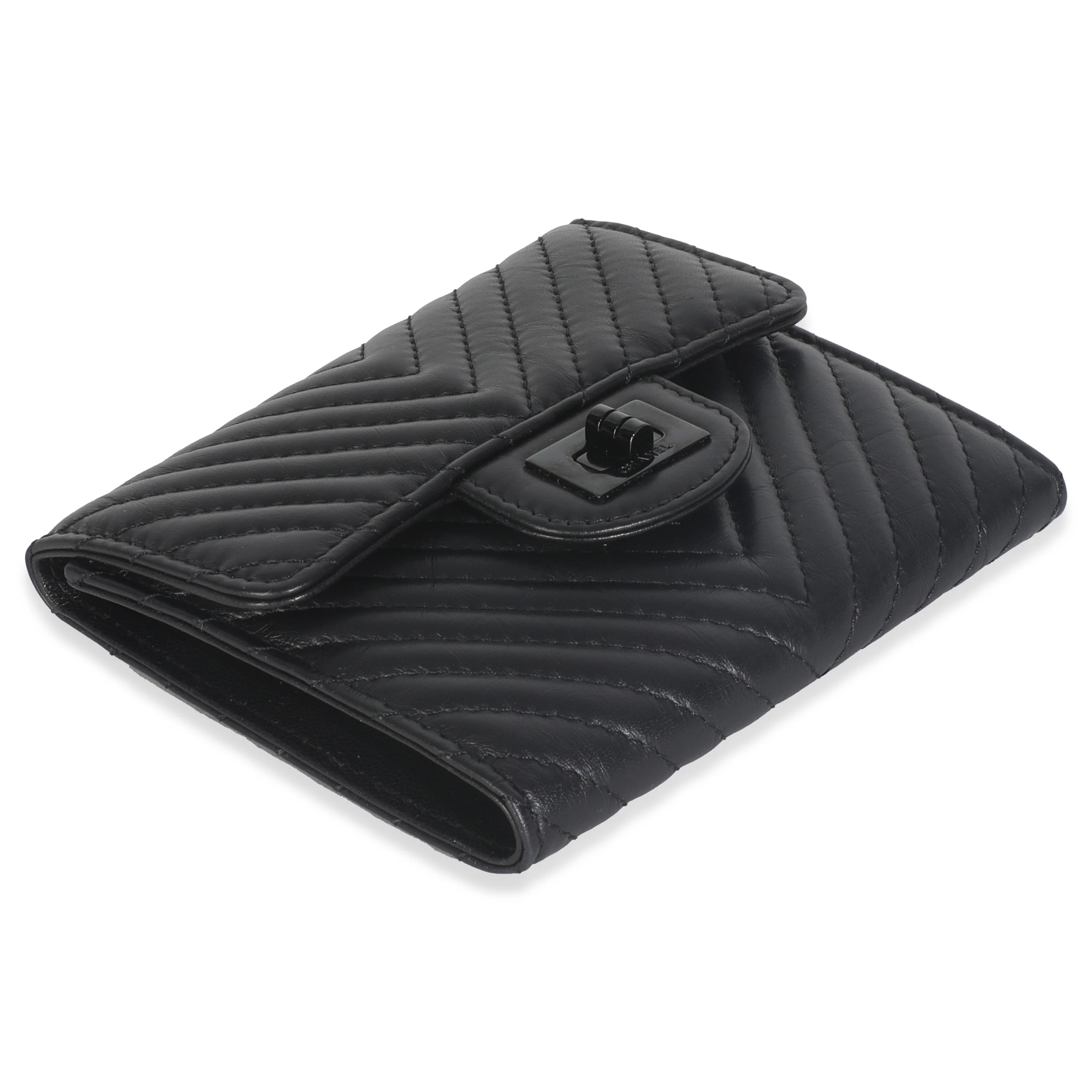 Aged Calfskin Chevron So Black Reissue Compact Wallet - Image 6