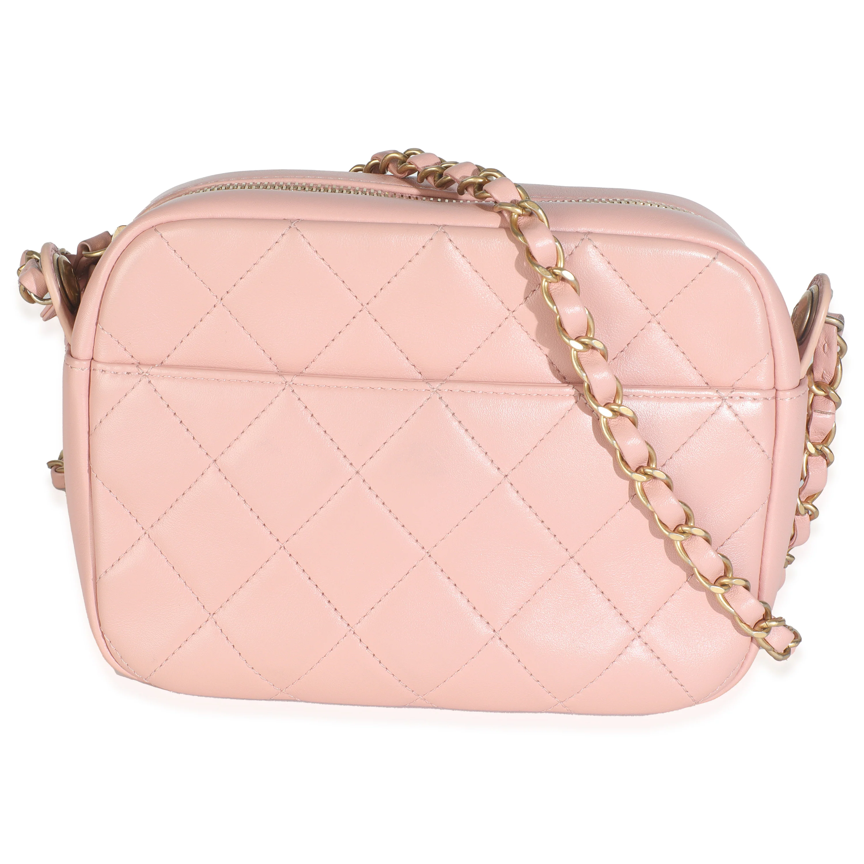 Light Pink Quilted Calfskin Small Enchained Camera Bag - Image 4