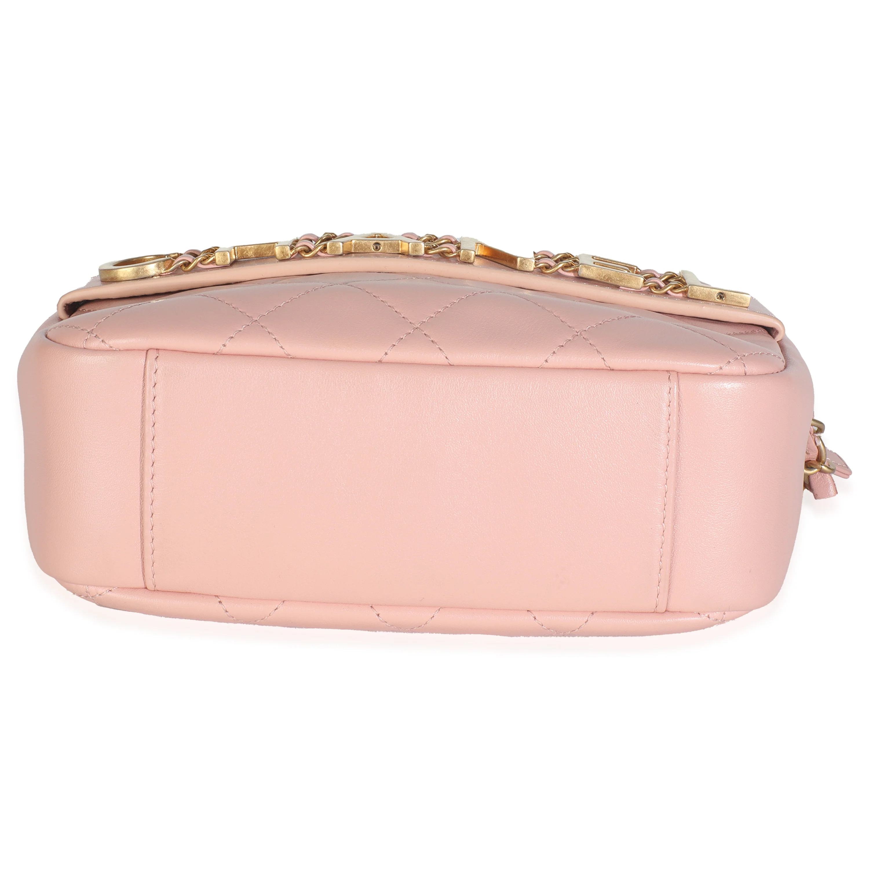 Light Pink Quilted Calfskin Small Enchained Camera Bag - Image 5