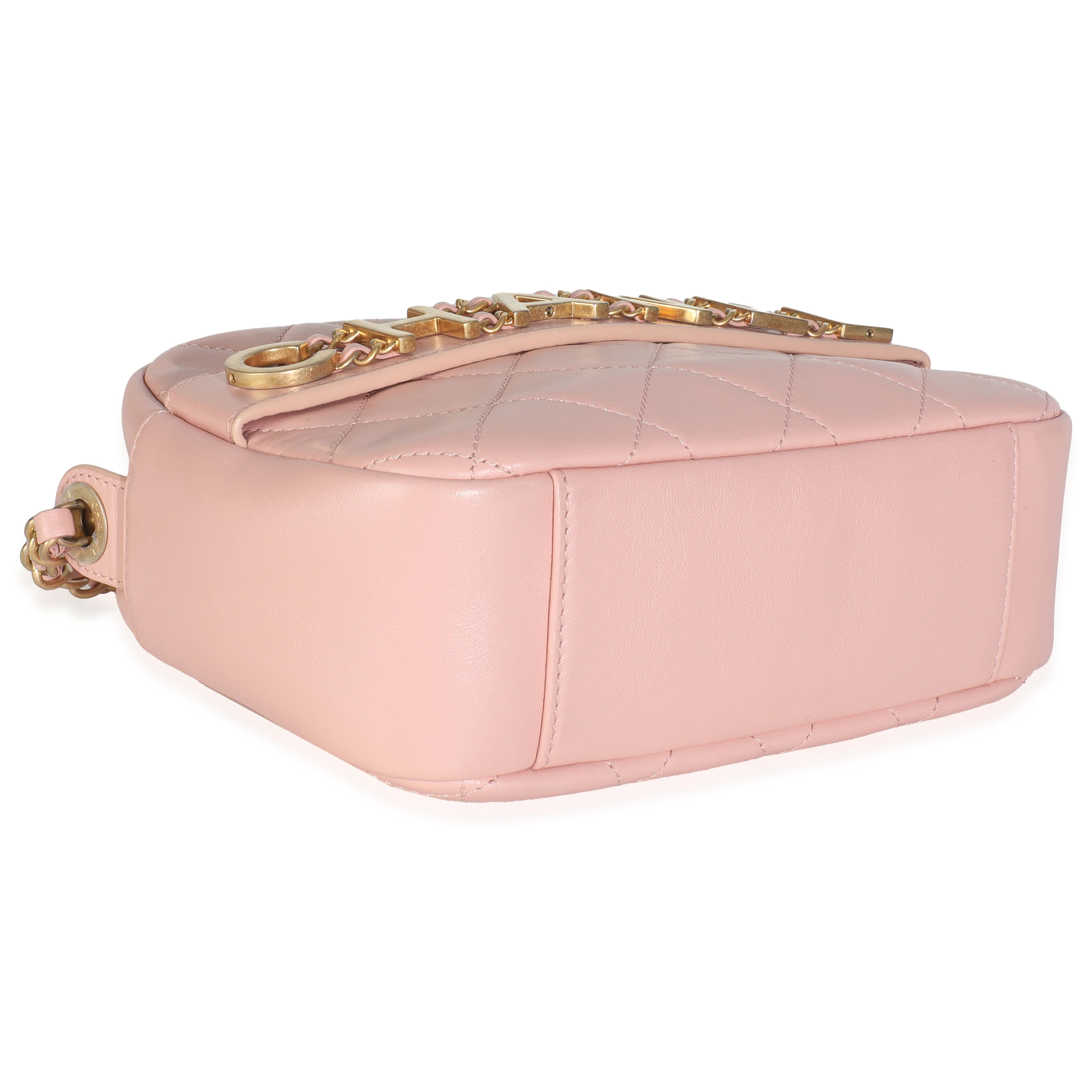Light Pink Quilted Calfskin Small Enchained Camera Bag - Image 6