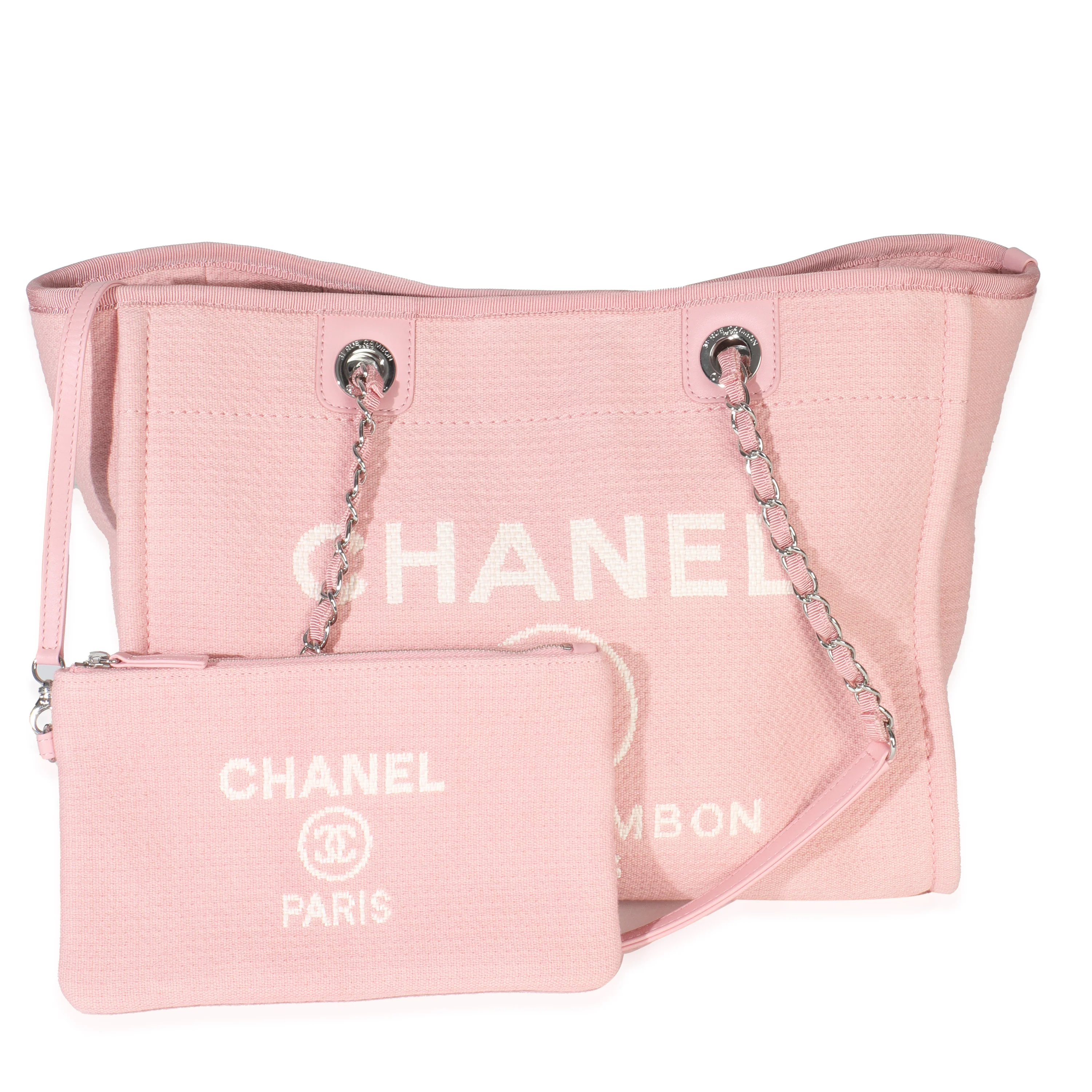Pink Canvas Medium Deauville Shopping Tote