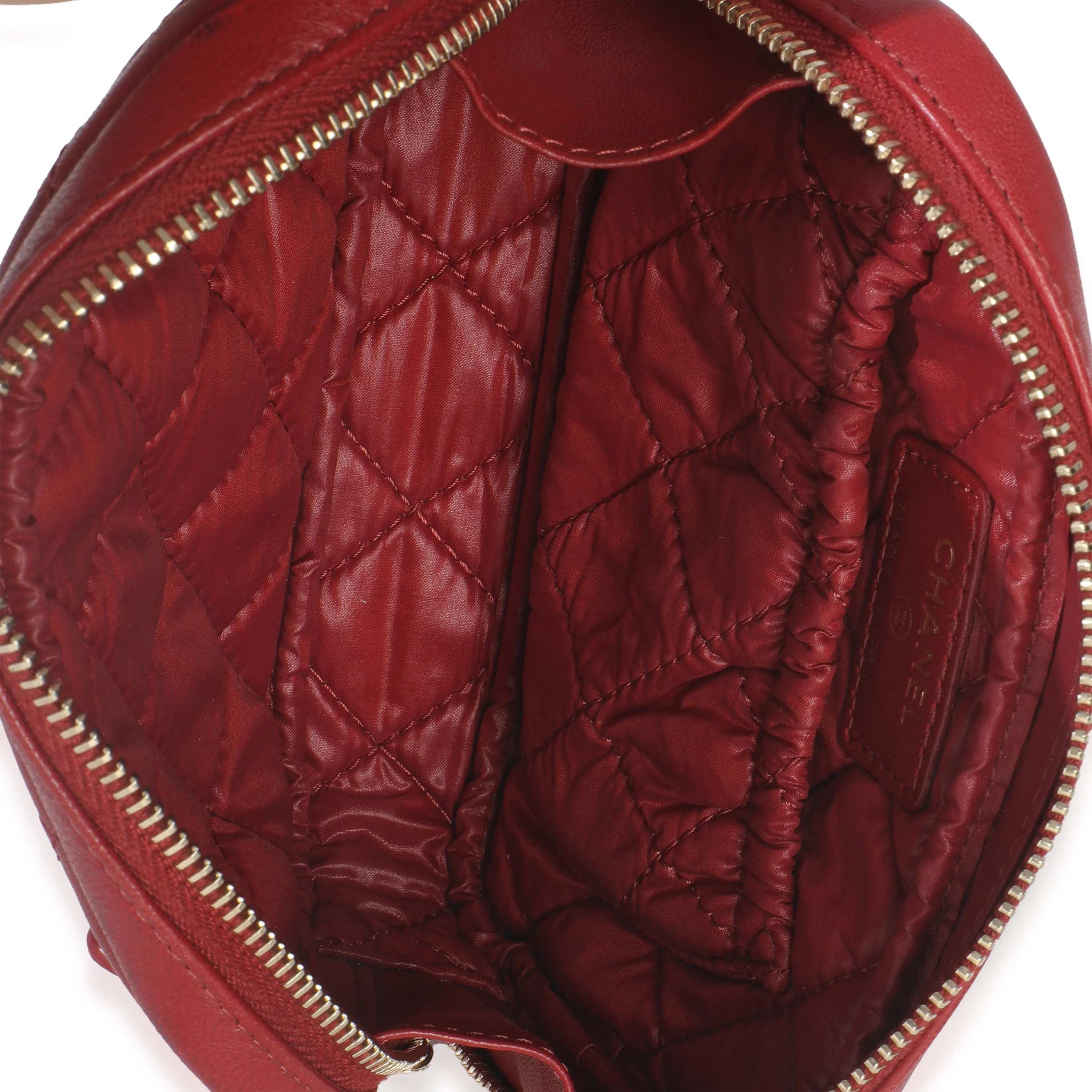 Red Quilted Lambskin CC Curvy Cosmetic Pouch - Image 8
