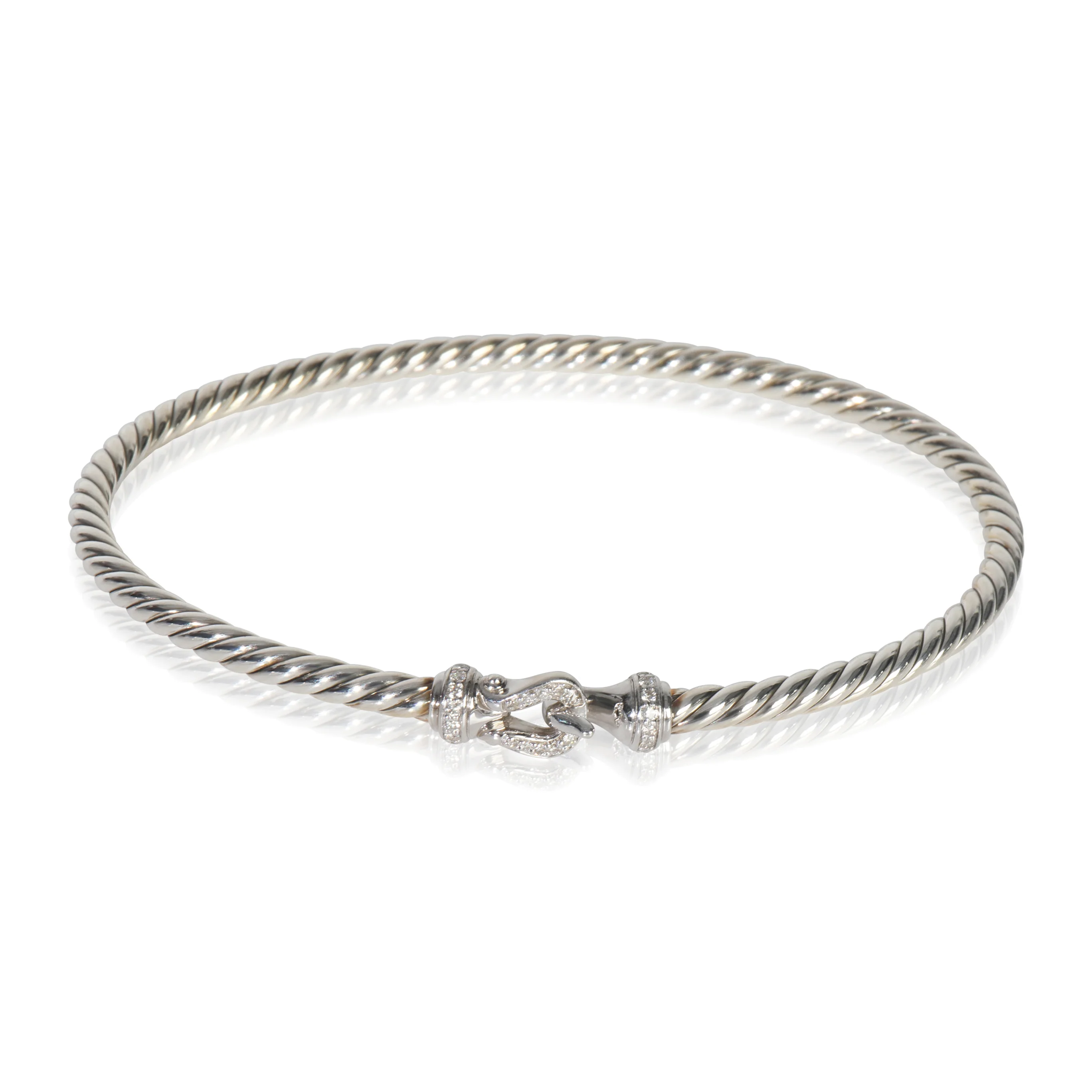 Sterling Silver Diamond Cable Flex Buckle Bracelet