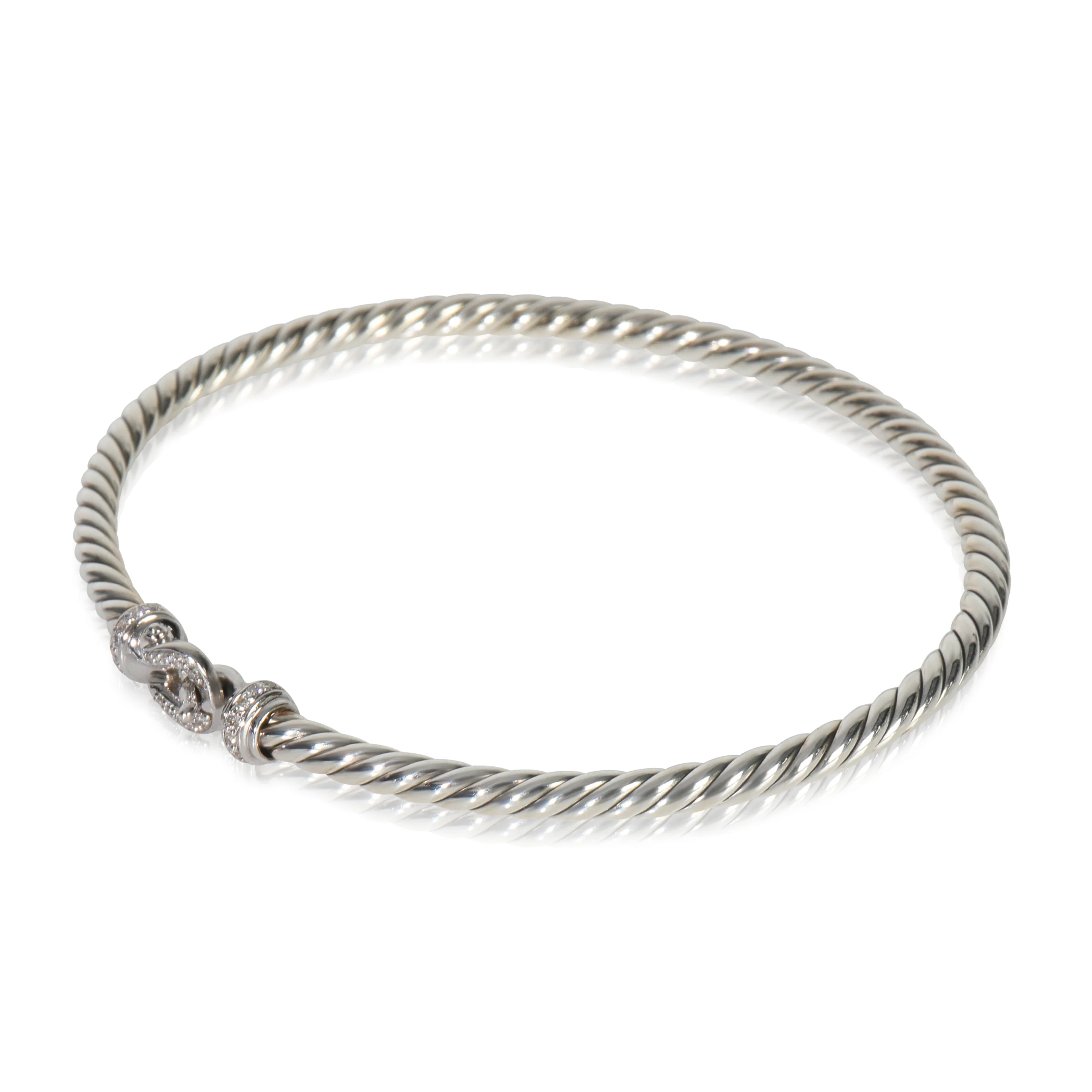 Sterling Silver Diamond Cable Flex Buckle Bracelet - Image 2