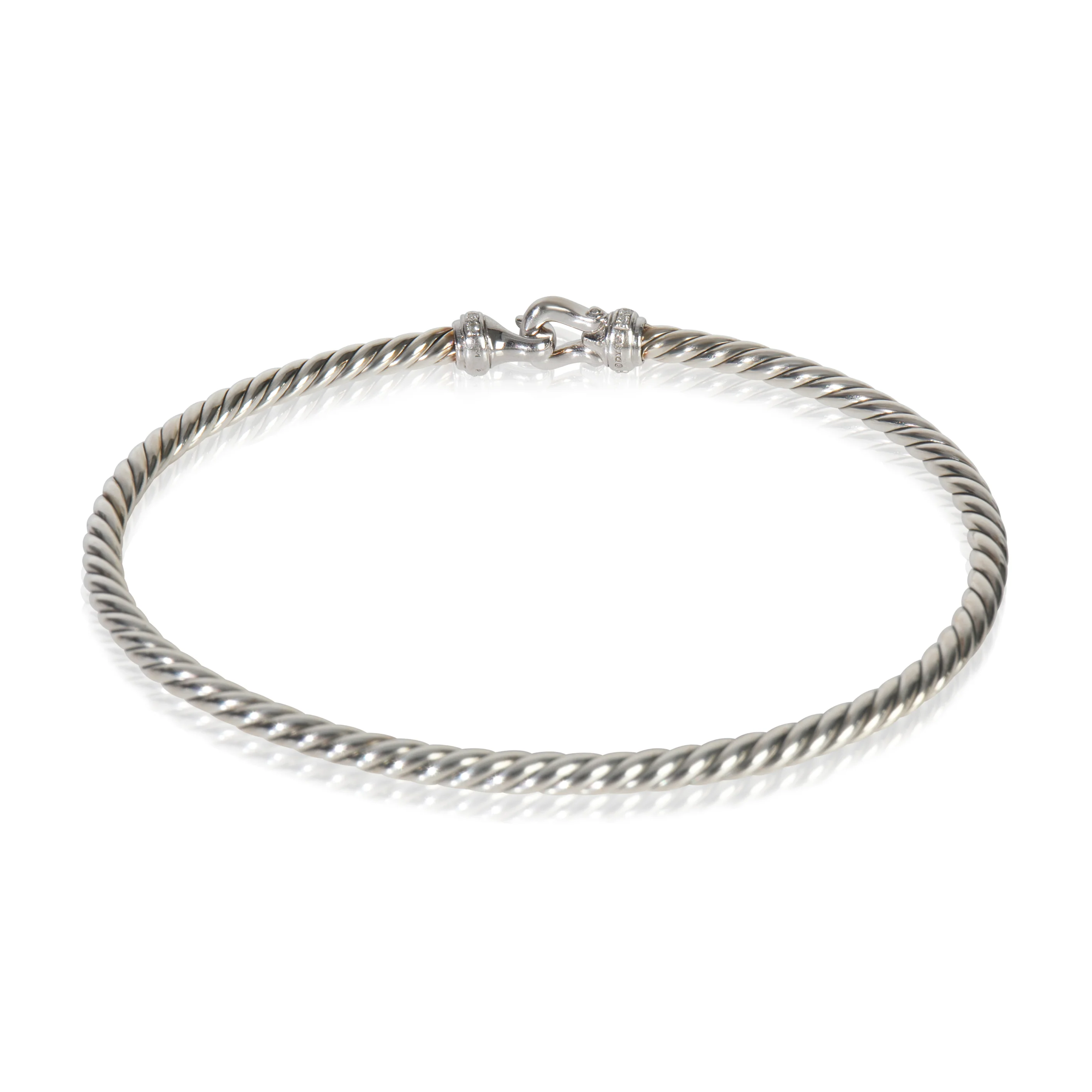 Sterling Silver Diamond Cable Flex Buckle Bracelet - Image 3